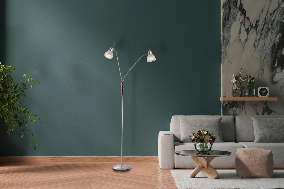 Podna Svjetiljka Boja Nikla - bijela/boje alabastera, Konvencionalno, staklo/metal (45/150cm) - Globo