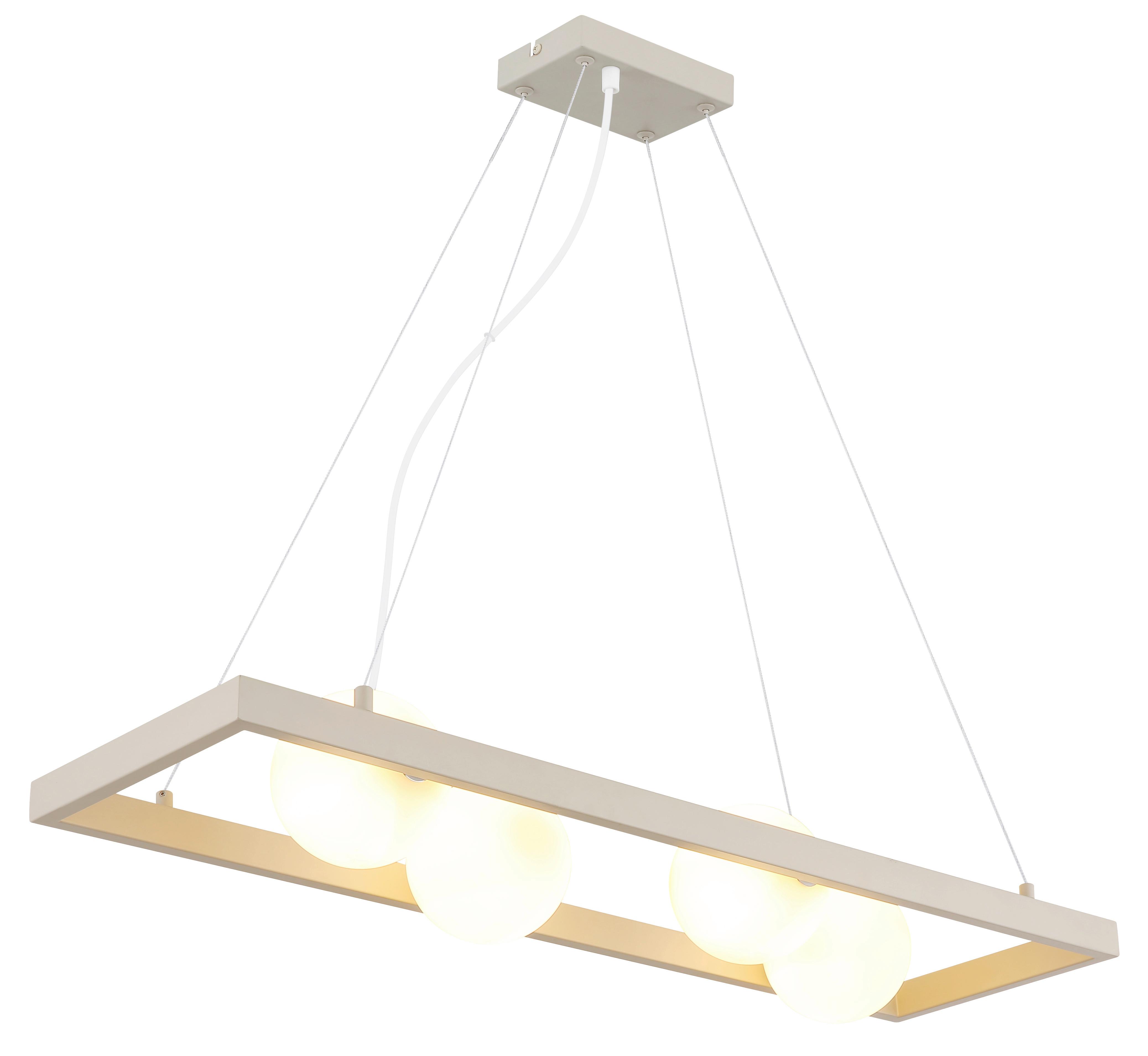 Viseća Svjetiljka Nanda - bijela/boje pijeska, Design, staklo/metal (84/24/150cm) - Globo