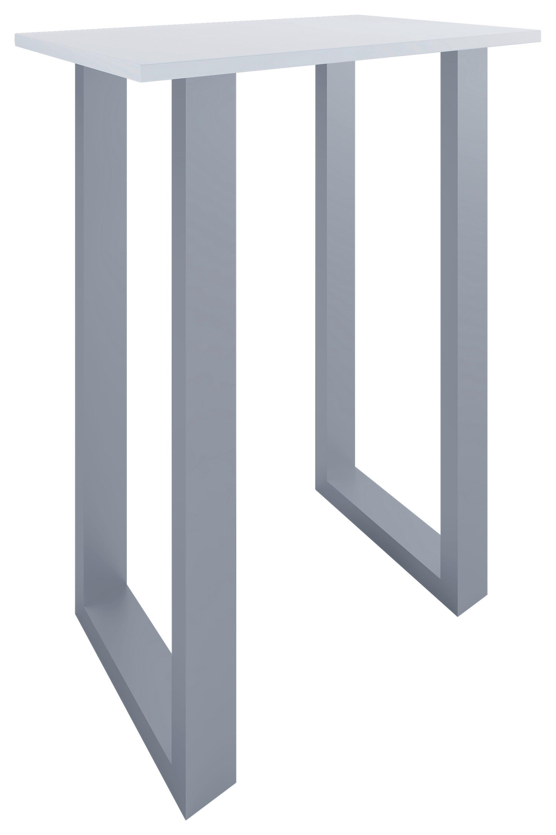 Bartisch Xona B 80x50 - Weiss/Silberfarben, Konventionell, Holzwerkstoff/Metall (80/102/50cm) - MID.YOU