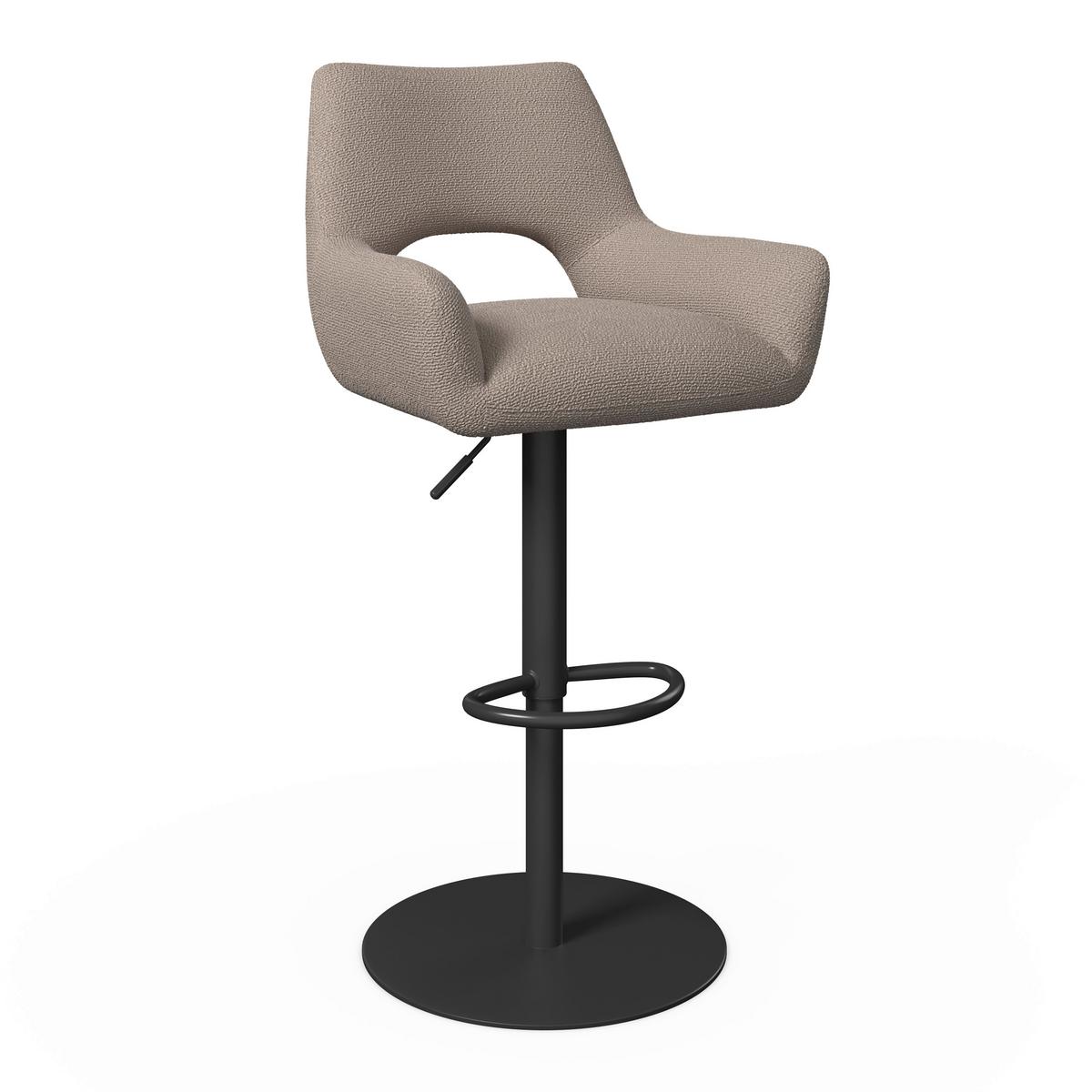 Barhocker Tami Creme Struktur Gepolstert - Creme/Schwarz, MODERN, Holz/Textil (46/82-102/51cm) - Bessagi Home