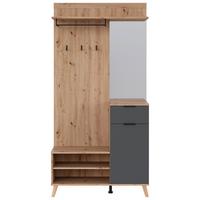 PRZEDPOKÓJ NORDIC - kolor grafitowy/dąb artisan, Design, materiał drewnopochodny/szkło (100/202/40cm) - home24