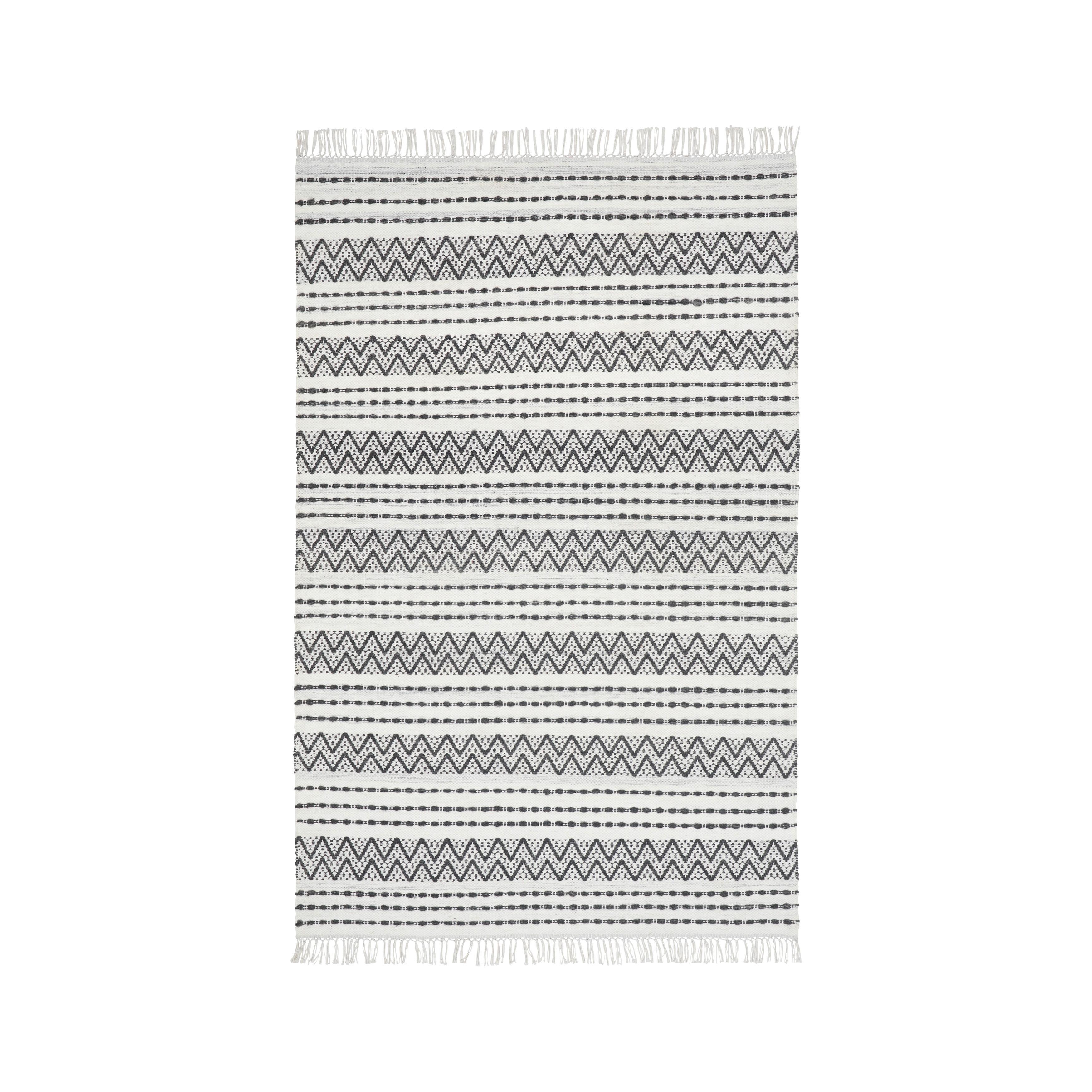 Covor țesut de mână GERI - alb/negru, Modern, textil (120/170cm) - Modern Living