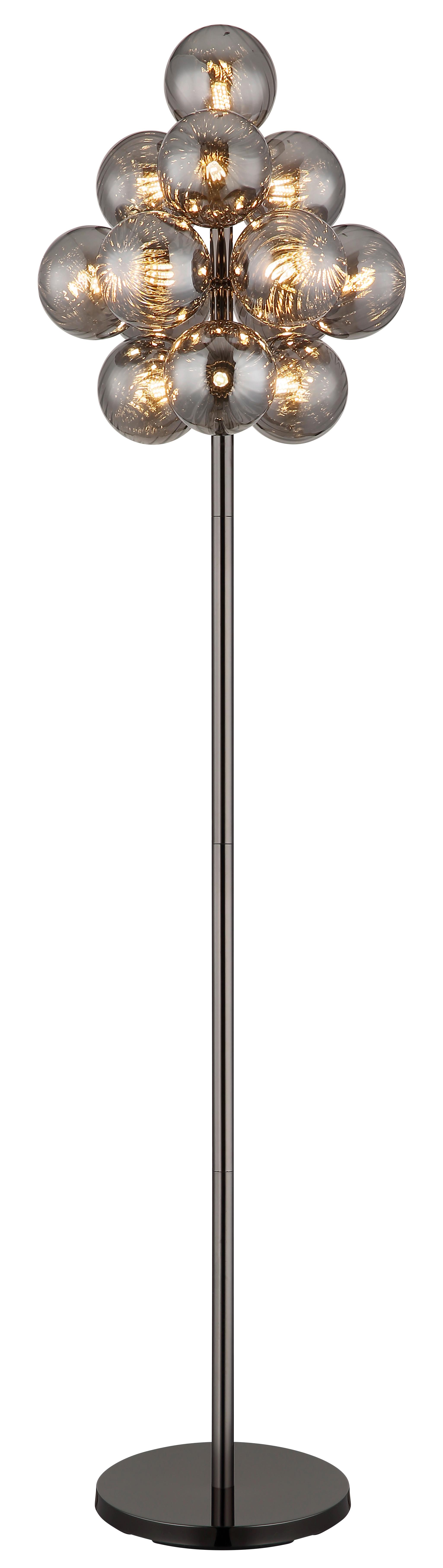 STEHLEUCHTE 56146SG CONOR - Schwarzchrom/Schwarz, Design, Glas/Kunststoff (39,5/160cm) - Globo