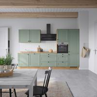 Küchenblock Cascada High m. Geräten Schilfgrün - Schilfgrün/Eichefarben, MODERN, Holzwerkstoff/Metall (330cm) - Nobilia