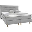 Boxspringbett Grau 180x200cm - Hellgrau/Naturfarben, KONVENTIONELL, Holz (208/196/115cm) - Premium Living