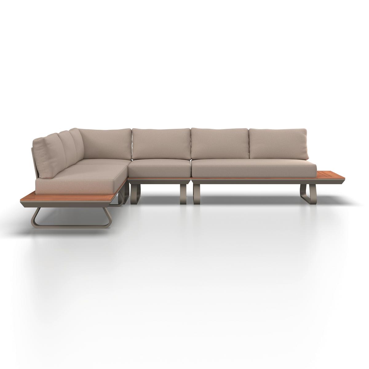 Dining-Loungeset Emma Creme Outdoorstoff/Polywood+Abd. - Creme/Hellgrau, MODERN, Kunststoff/Textil (248/318/72cm) - Bessagi Garden