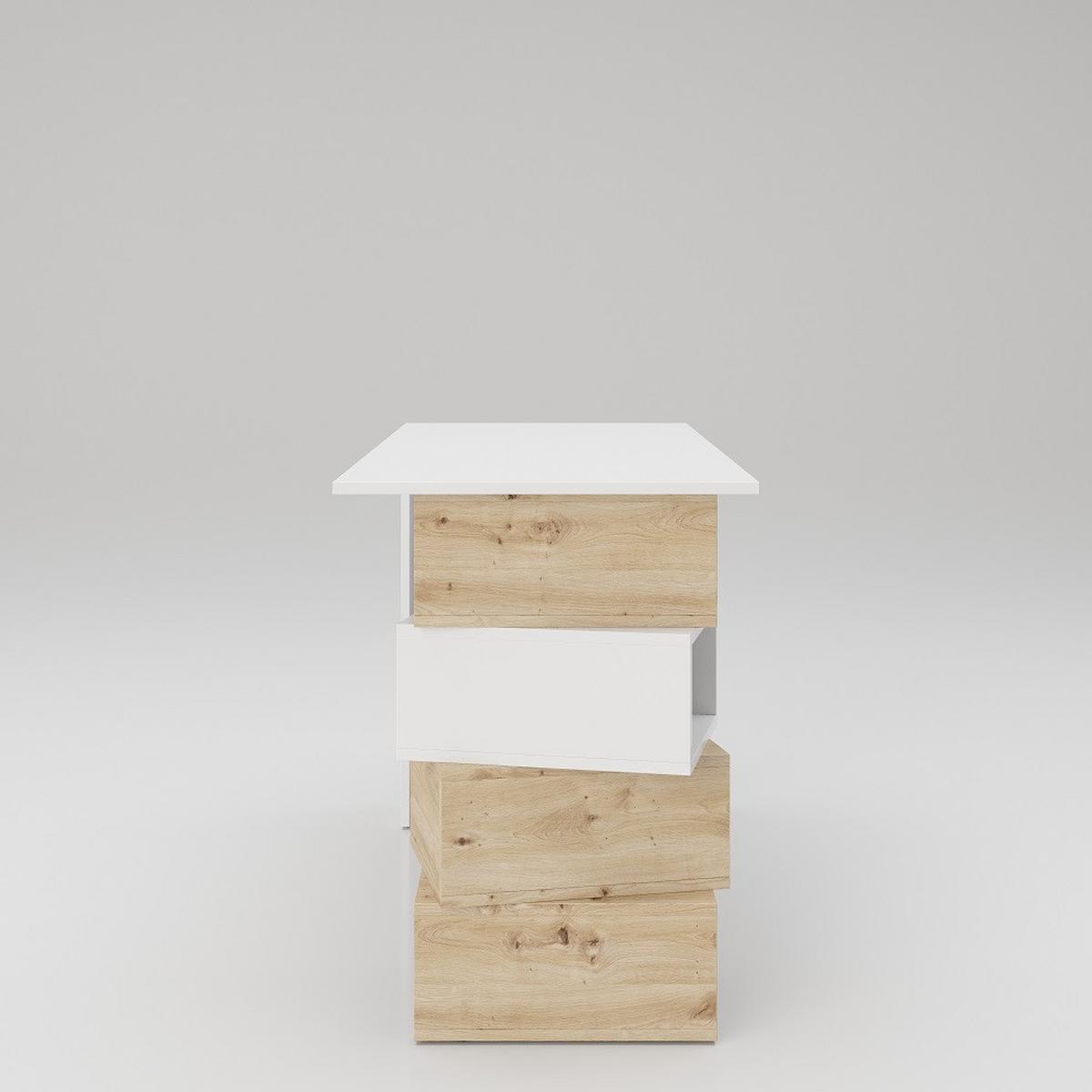Schreibtisch "Monza" weiß/eiche - Weiß/Eiche Artisan, MODERN, Holz/Metall (120/75/55cm) - MID.YOU