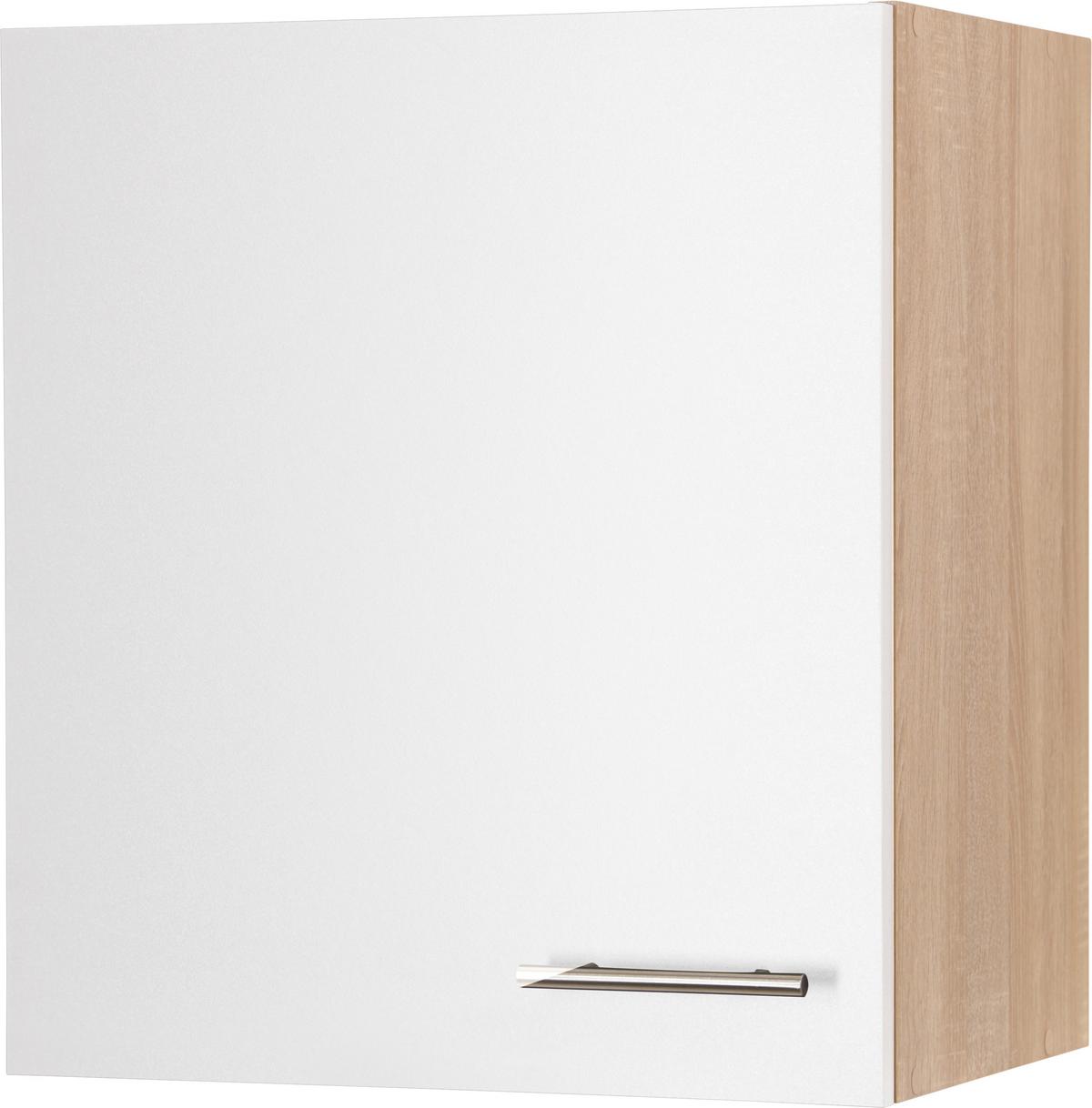 Kuhinjska Zgornja Omarica Merle, Barva Hrasta, Bela - srebrne barve/barve hrasta, Basics, kovina/leseni material (50/56,1/34,6cm) - Respekta