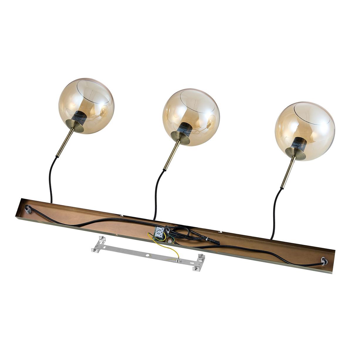 LAMPA WISZĄCA LEONIE *SBN* - kolor bursztynowy, Basics, metal/szkło (110/20/150cm) - Novel