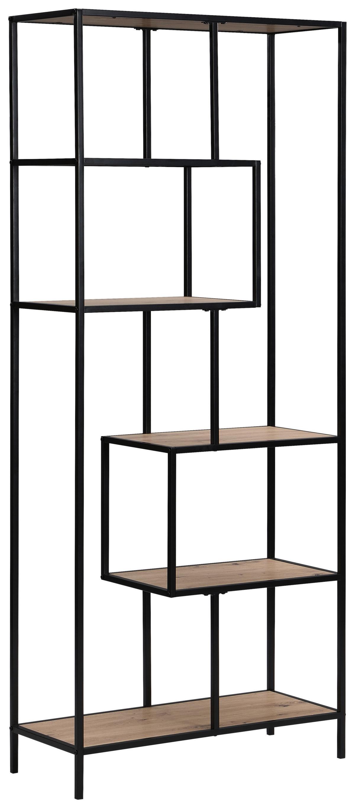 Separator de cameră LILLI - culoare lemn stejar/negru, Modern, metal/material pe bază de lemn (77/185/33cm) - Modern Living