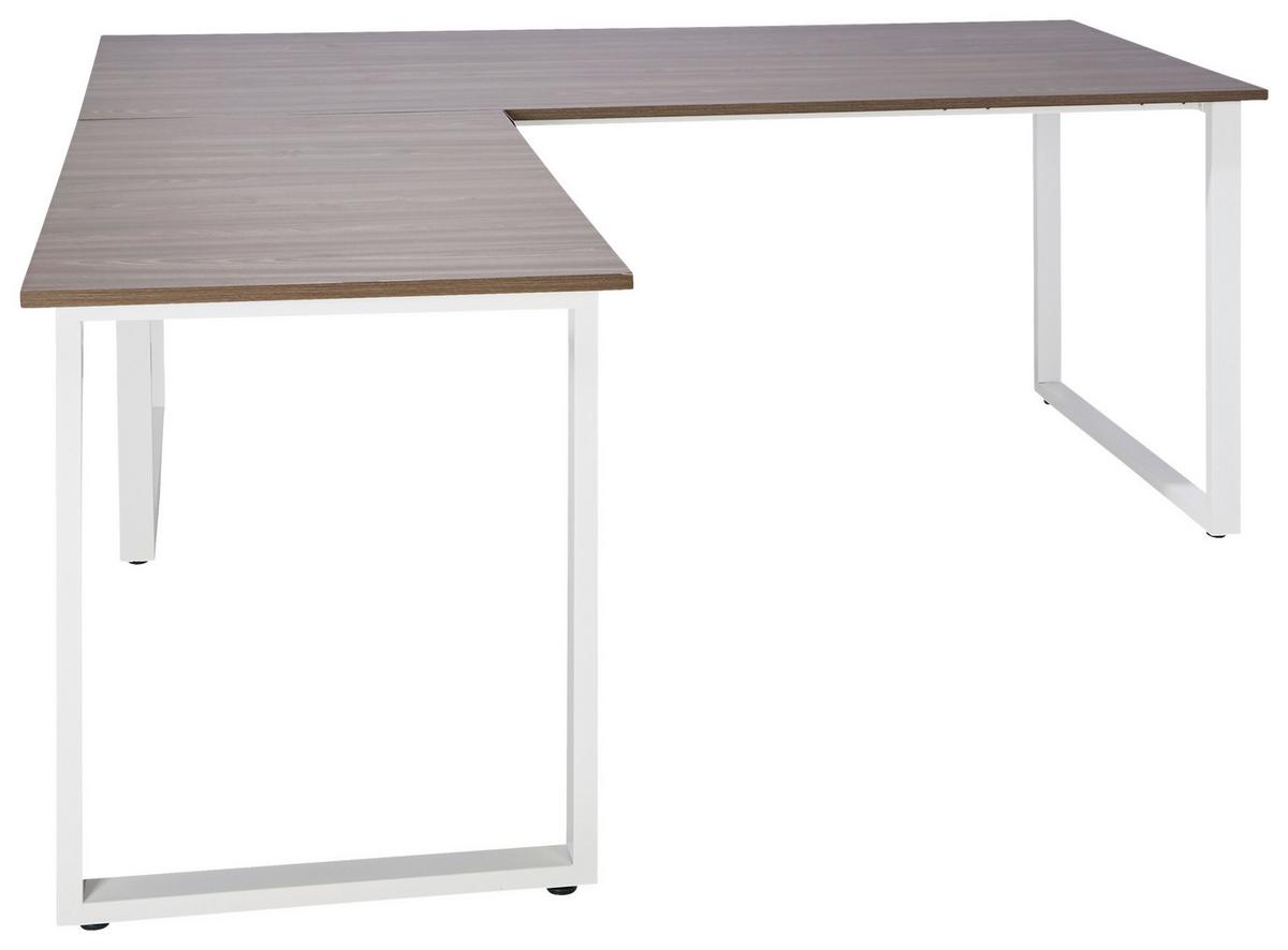 Kotna Pisalna Miza Workspace Xl I, Siva - siva/bela, Basics, kovina/leseni material (180/180/75,5cm) - MID.YOU