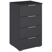 Nachtkästchen Mars 4L Grau - Alufarben/Grau, KONVENTIONELL, Glas/Holzwerkstoff (47/81/42cm) - Mömax