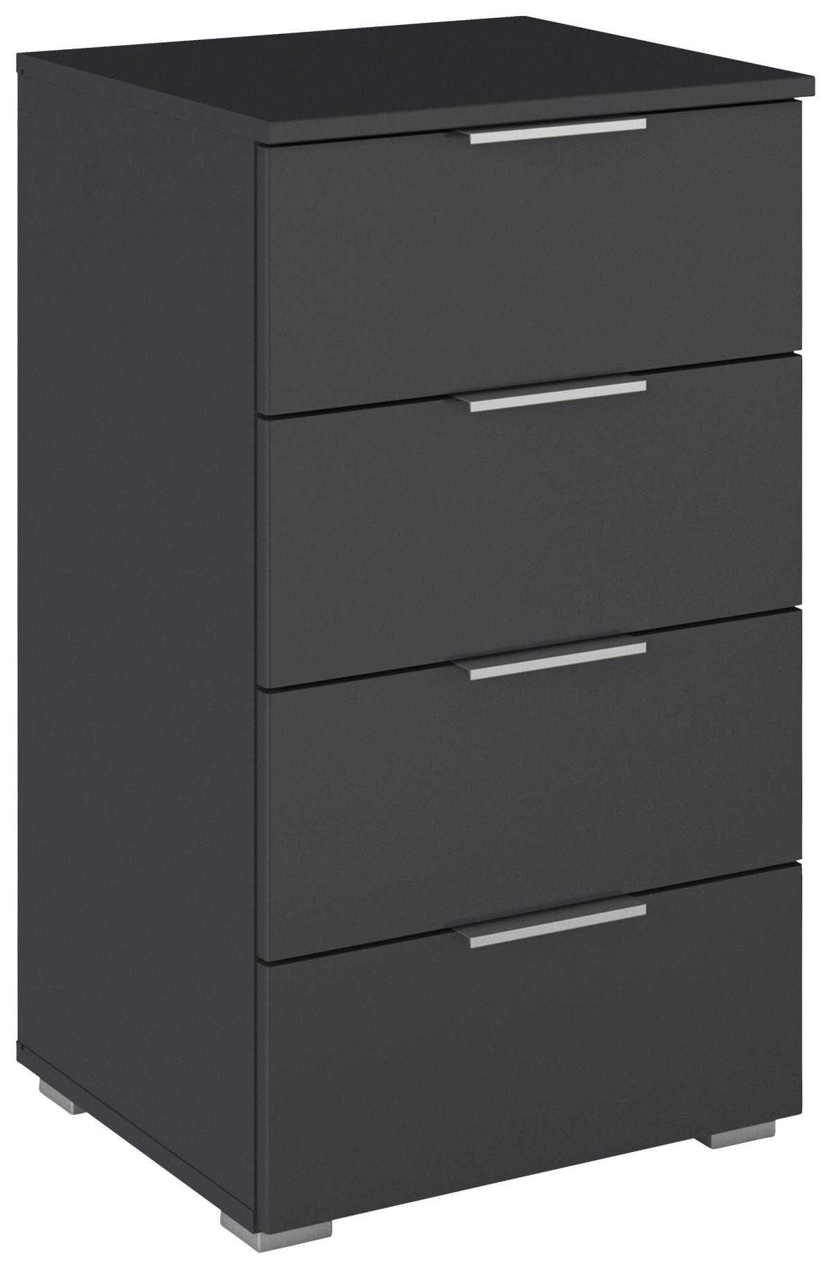 Nachtkästchen Mars 4L Grau - Alufarben/Grau, KONVENTIONELL, Glas/Holzwerkstoff (47/81/42cm) - Mömax