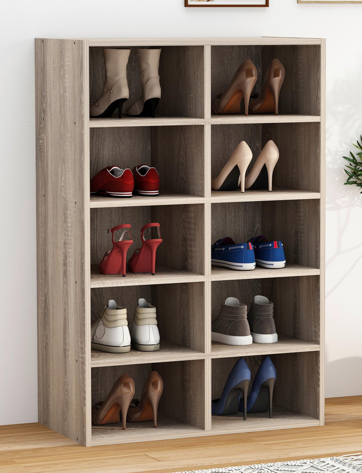 SCHUHREGAL HINSOL - Sonoma Eiche, Design, Holzwerkstoff (55/84/30cm) - MID.YOU
