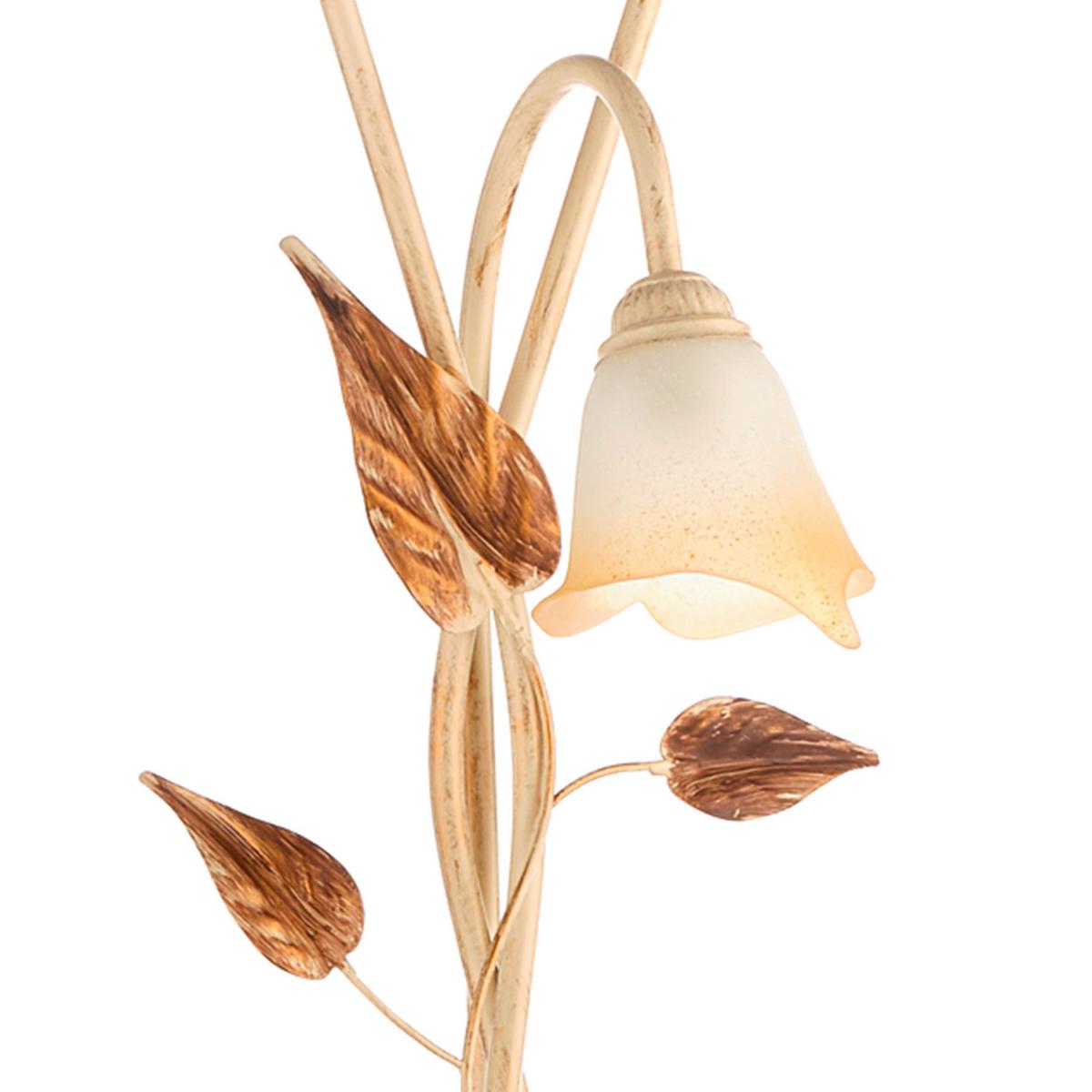 Stehleuchte Vanda Weiß/Beige max. 6 Watt - Beige/Weiß, ROMANTIK / LANDHAUS, Glas/Metall (55/55/175cm)