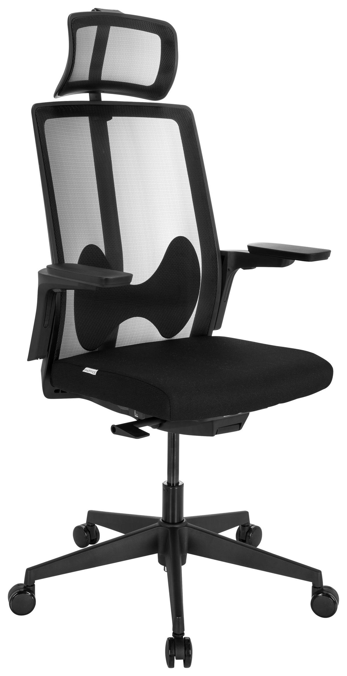 Pisarniški Stol Arceo B, Črna - črna, Basics, umetna masa/tekstil (66/123-139/66cm) - MID.YOU