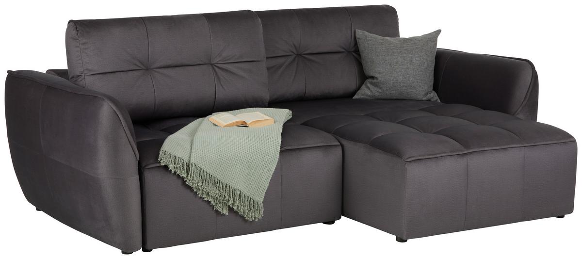 Schlafsofa in Anthrazit - Anthrazit/Schwarz, MODERN, Holz/Holzwerkstoff (243/94/125cm) - Premium Living