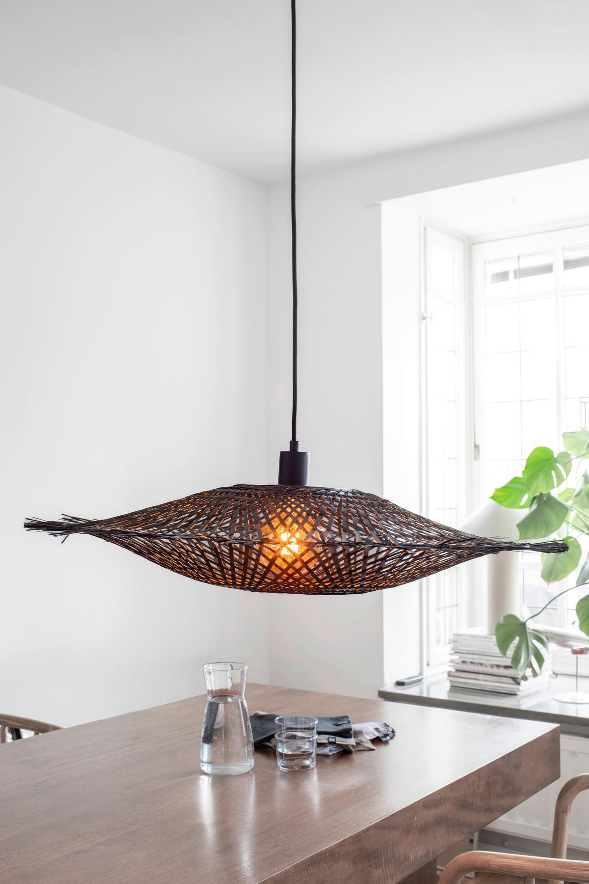 Hängeleuchte Kumo max. 40 Watt - Schwarz, Basics, Naturmaterialien/Metall (75/71/15cm) - Markslöjd