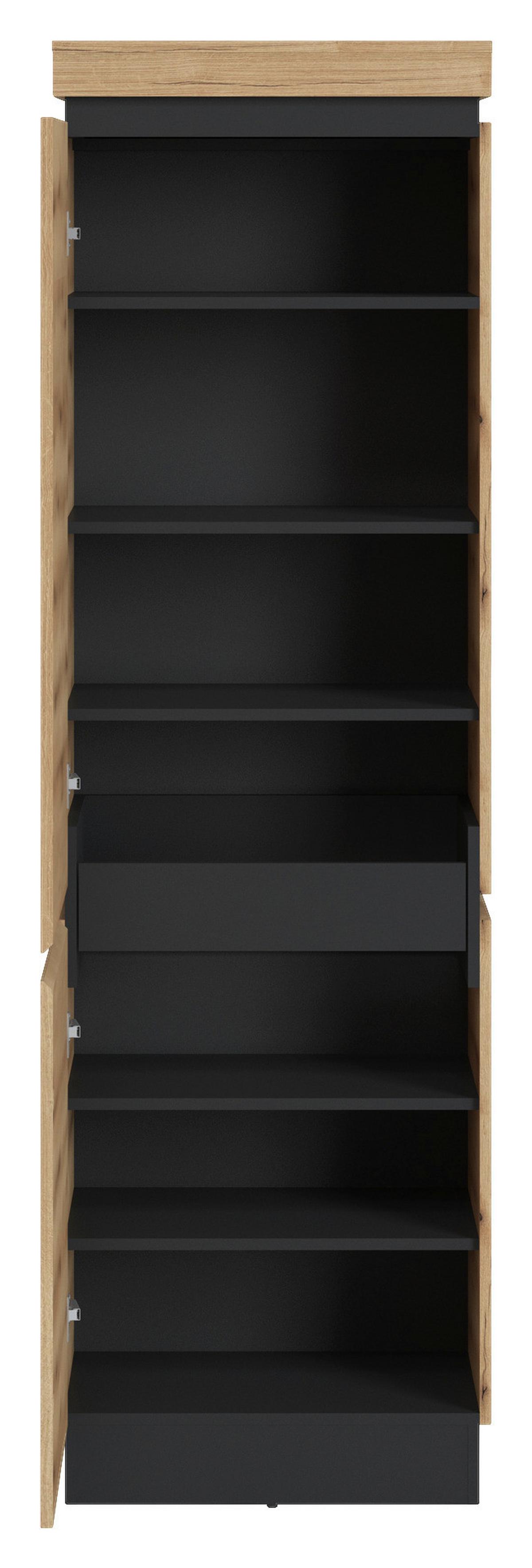 Dulap pentru hol CORTE - culoare lemn stejar/gri, Trend, material pe bază de lemn (60,1/200,5/45cm) - Modern Living