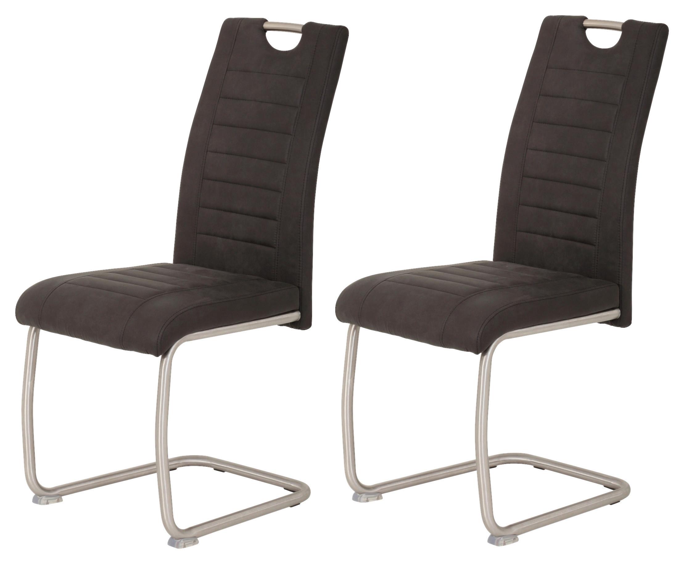 Schwingstuhl-Set ULLA S - Edelstahlfarben/Anthrazit, MODERN, Textil/Metall (43/98/59cm) - MID.YOU