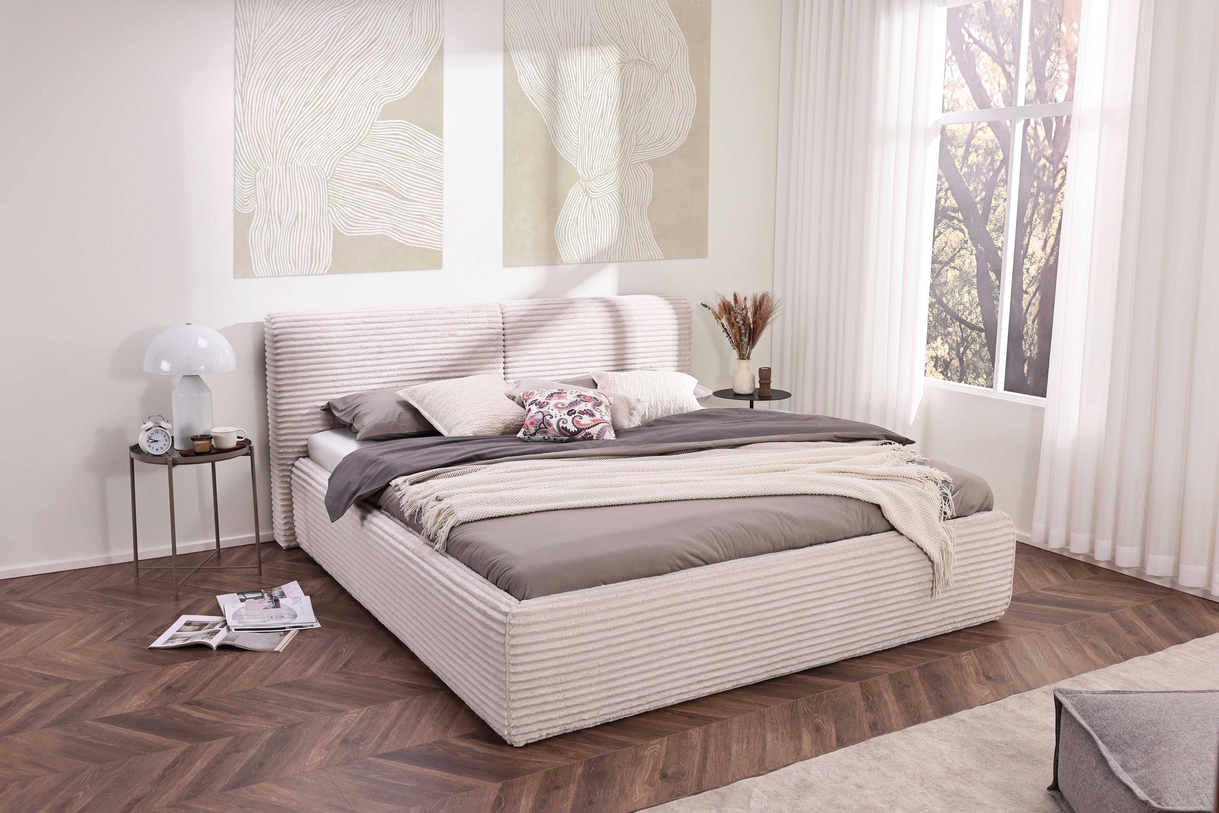 Polsterbett Tessin Creme ca. 160x200cm - Creme, KONVENTIONELL, Textil (160/200cm) - Premium Living