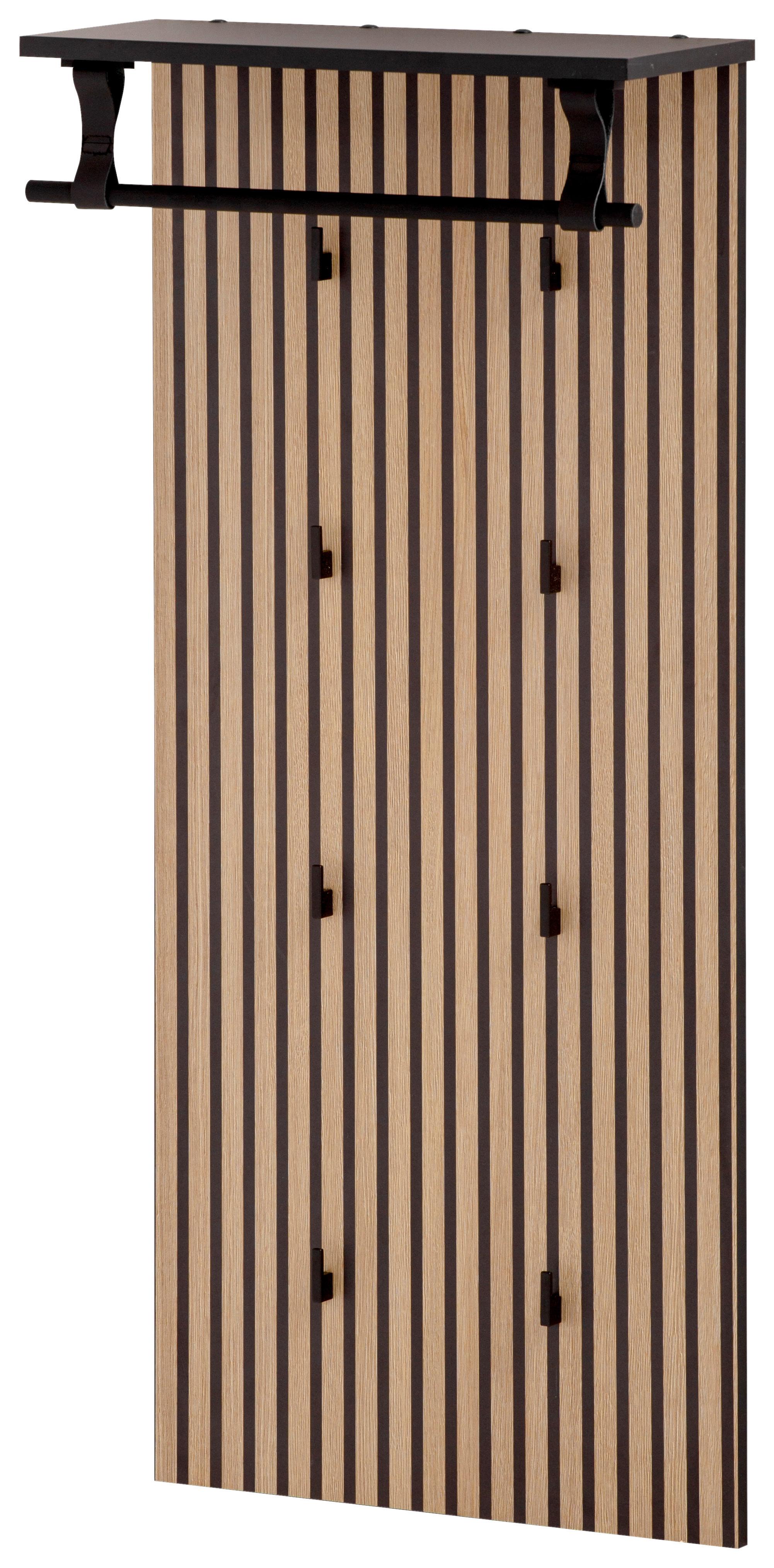 Garderobenpaneel Hank Eiche/Schwarz - Eichefarben/Schwarz, Design, Holzwerkstoff (50/110,6/20,9cm) - MID.YOU
