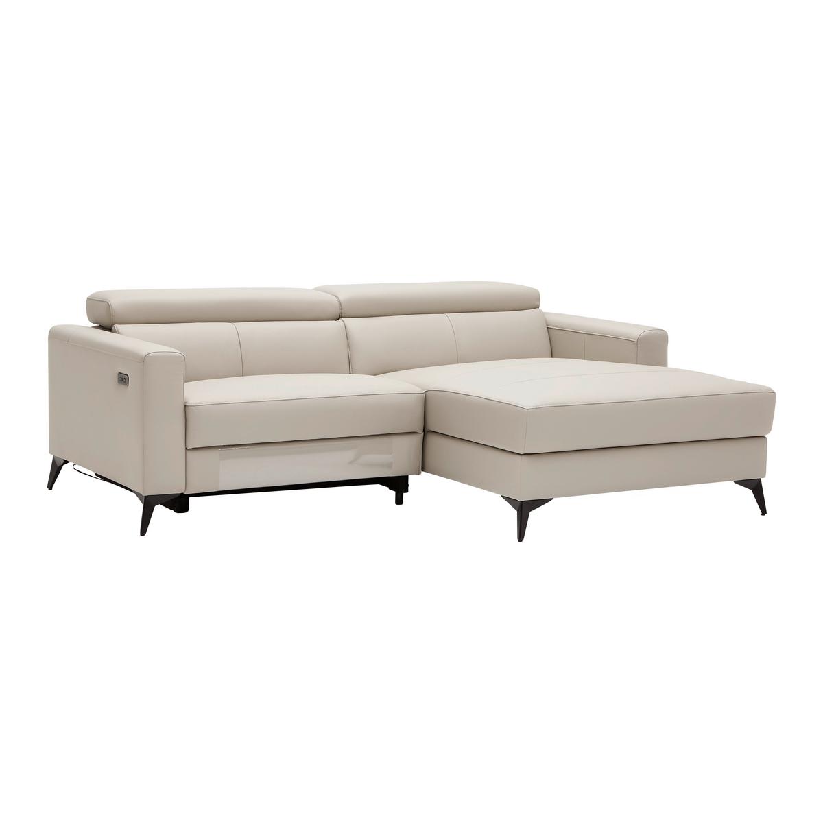 Ecksofa Bari Beige - beige/noir, Konventionell, cuir/métal (214/75-95/102-163cm) - Mömax