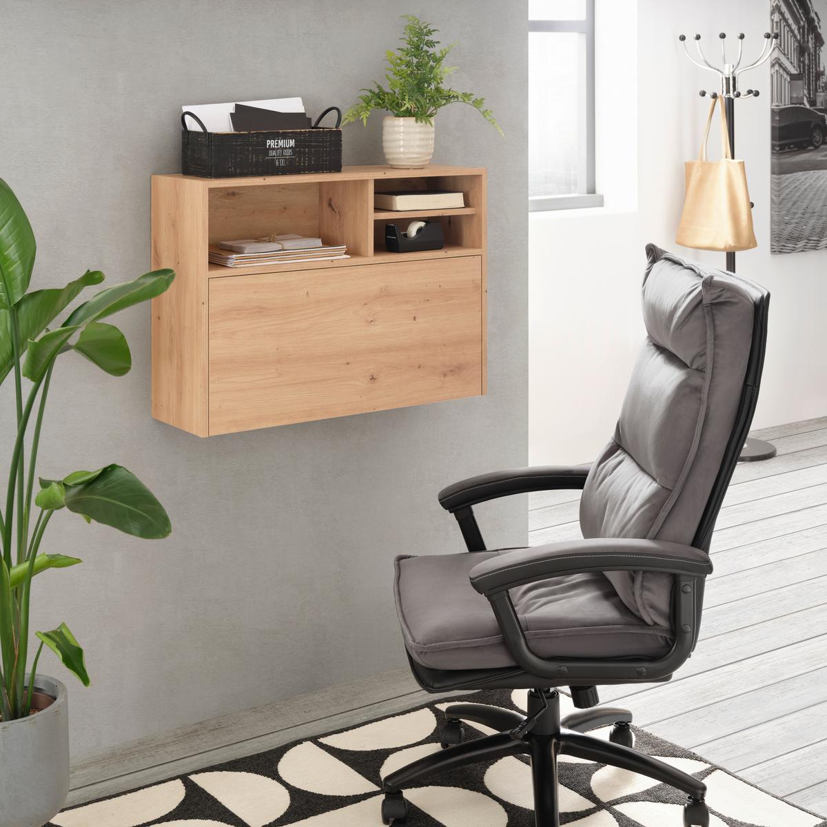 Raft pentru masa de birou Mister Office - culoare lemn stejar, Modern, material pe bază de lemn (80/58/25cm) - Modern Living