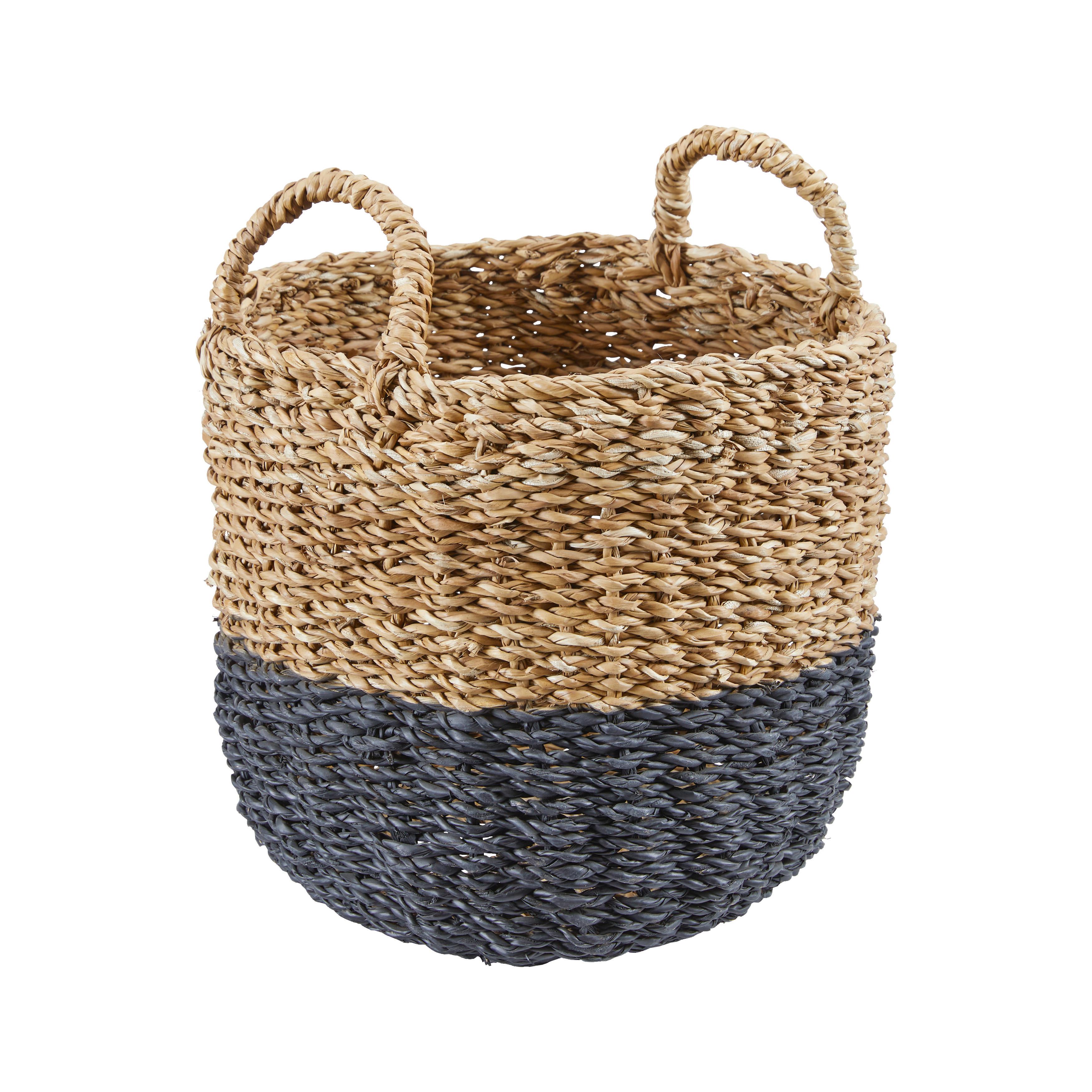 Dekokorb Sophian in Naturfarben Ø ca. 40cm - Schwarz/Naturfarben, Natur, Naturmaterialien (40/41cm)