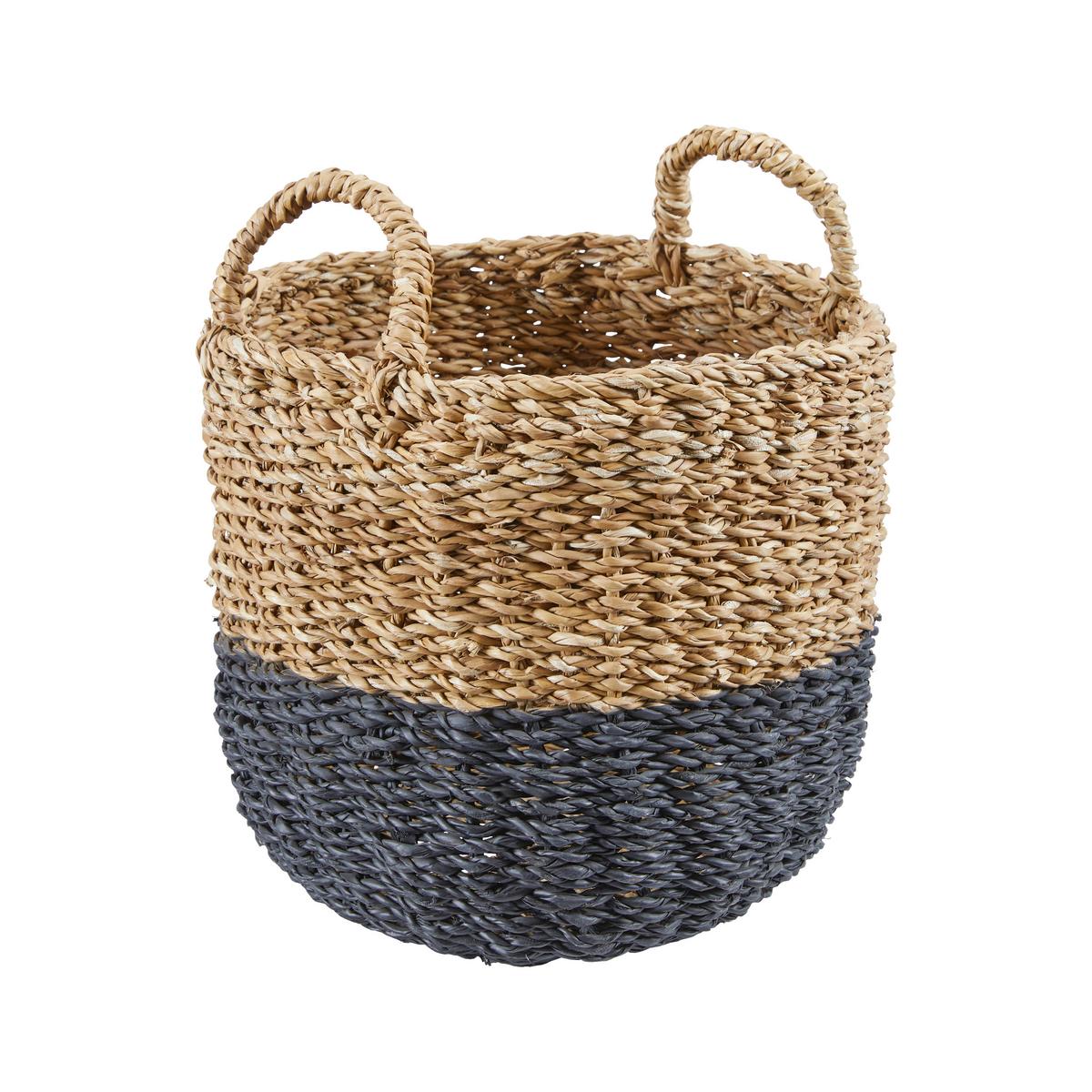 Dekokorb Sophian in Naturfarben Ø ca. 40cm - Schwarz/Naturfarben, Natur, Naturmaterialien (40/41cm)