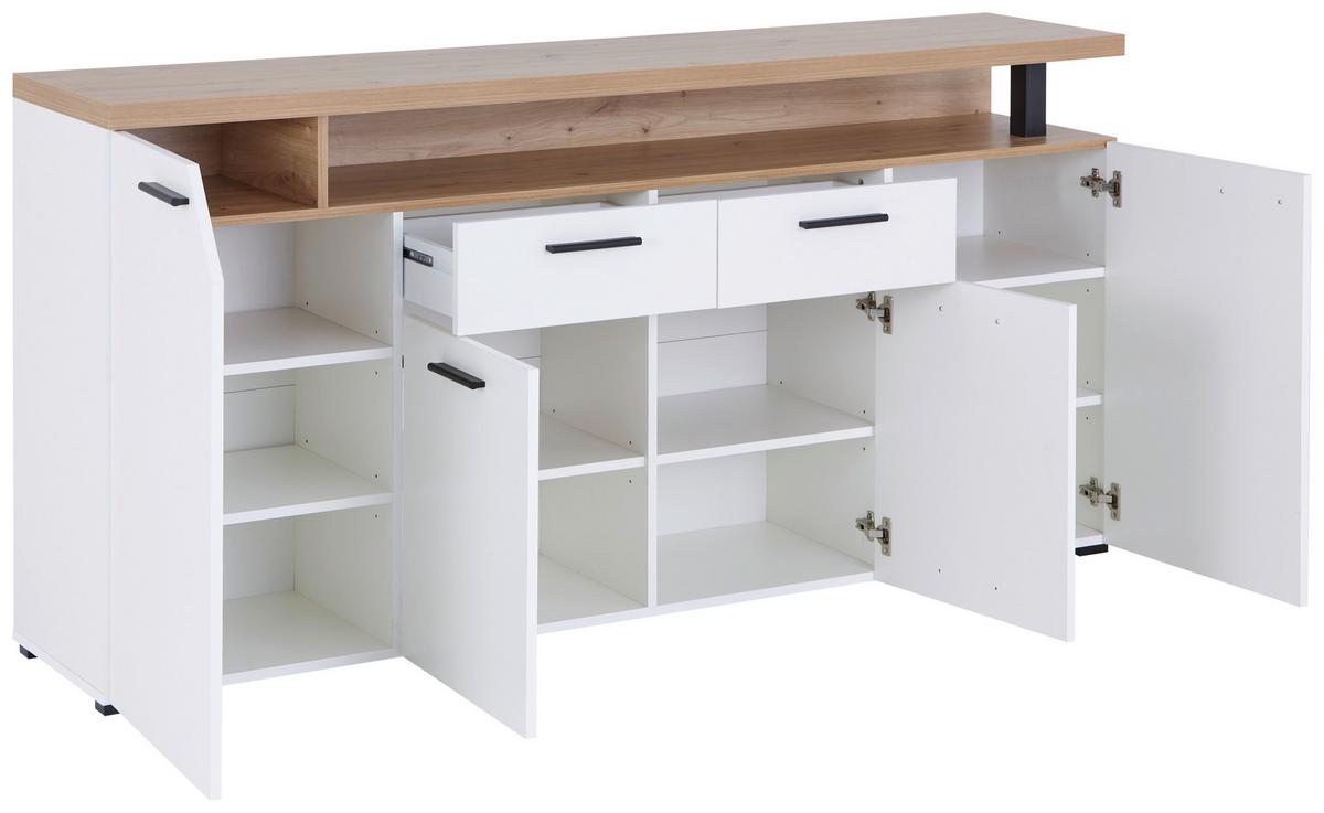 Komoda Nico - bijela/hrast Artisan, Moderno, drvni materijal/plastika (180,5/91,6/40cm) - Modern Living