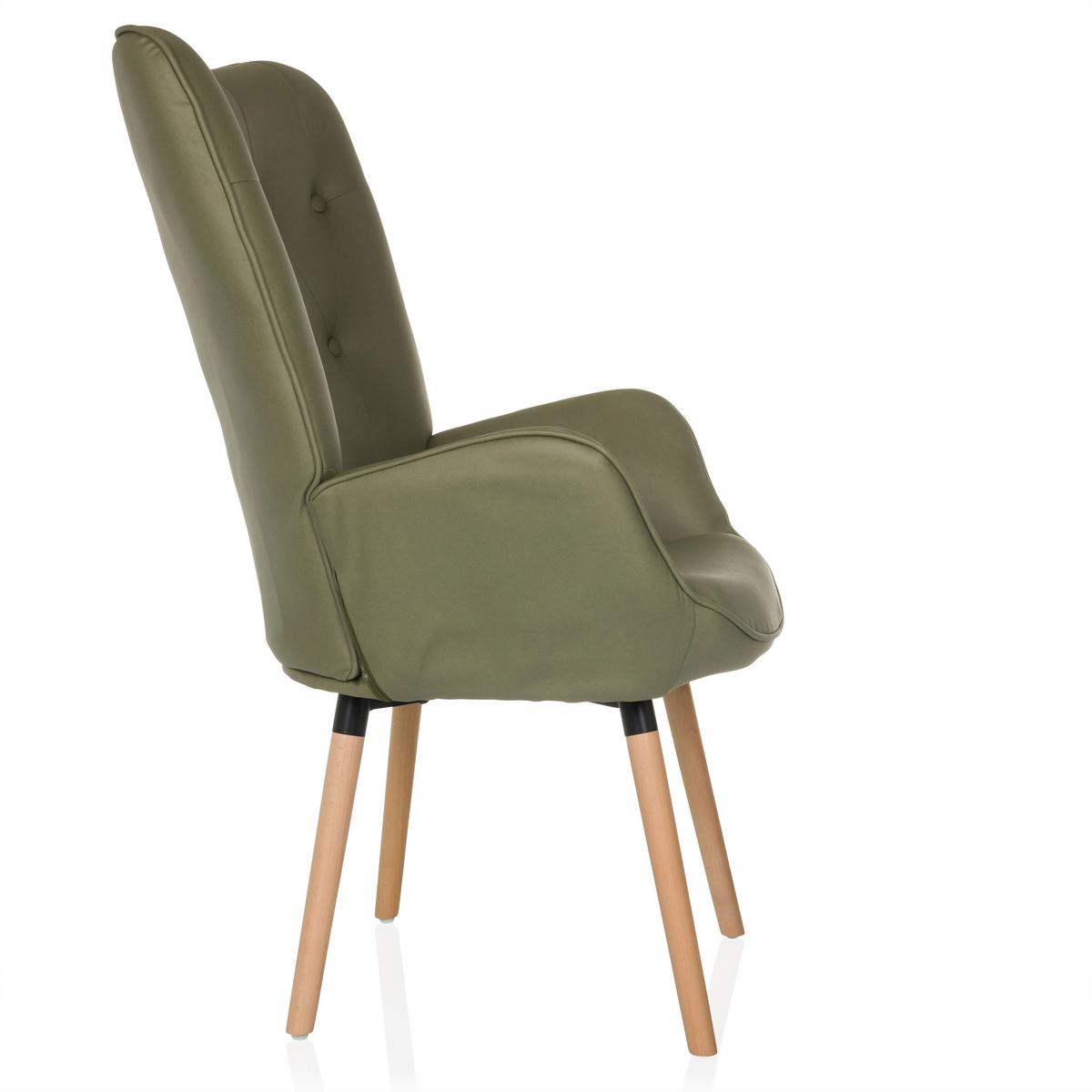 Fotelj Havenio I, Zelena - zelena/barve bukve, Moderno, tekstil/les (70/106/75cm) - MID.YOU