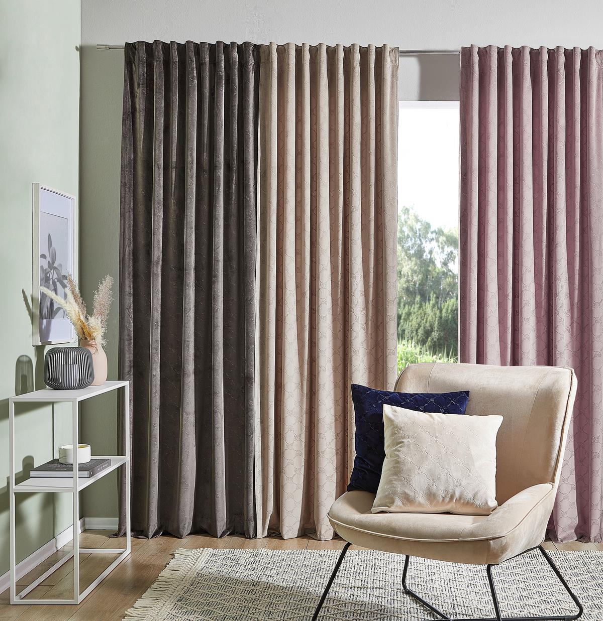 ZASŁONA GOTOWA J-IMPRESS JOOP! - brudny róż, Design, tkanina (130/250cm) - Joop!