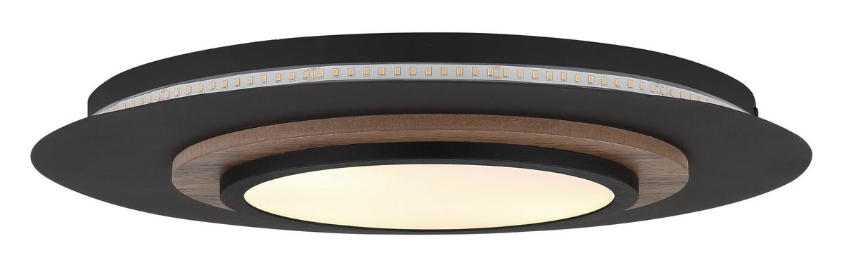 LED-DECKENLEUCHTE 67352-24 KORY - Weiss/Dunkelbraun, Natur, Holzwerkstoff/Kunststoff (48/5,6cm) - Globo