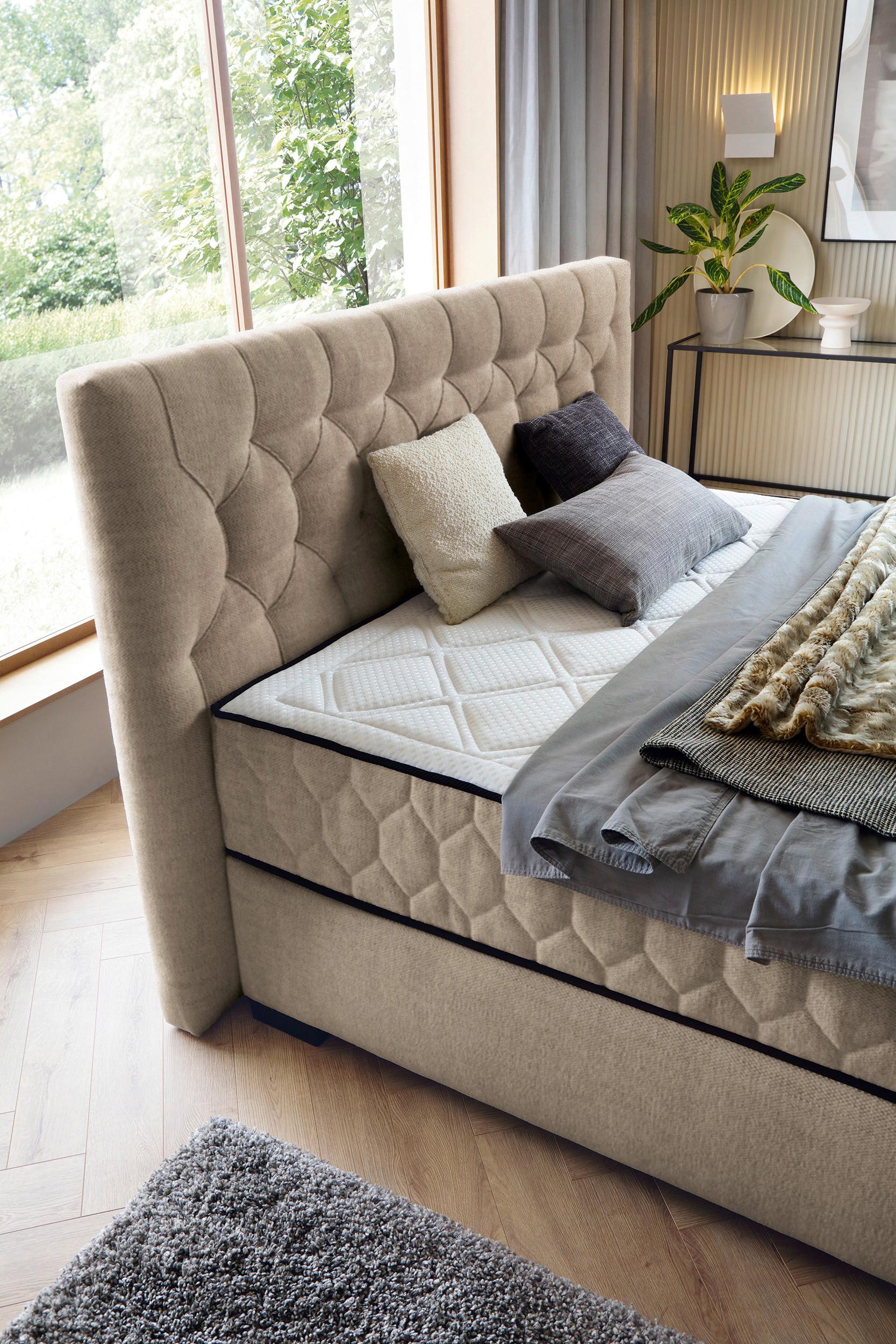 Boxspring Krevet Prestige - svijetlo smeđa, Moderno, plastika (180/200cm) - Premium Living