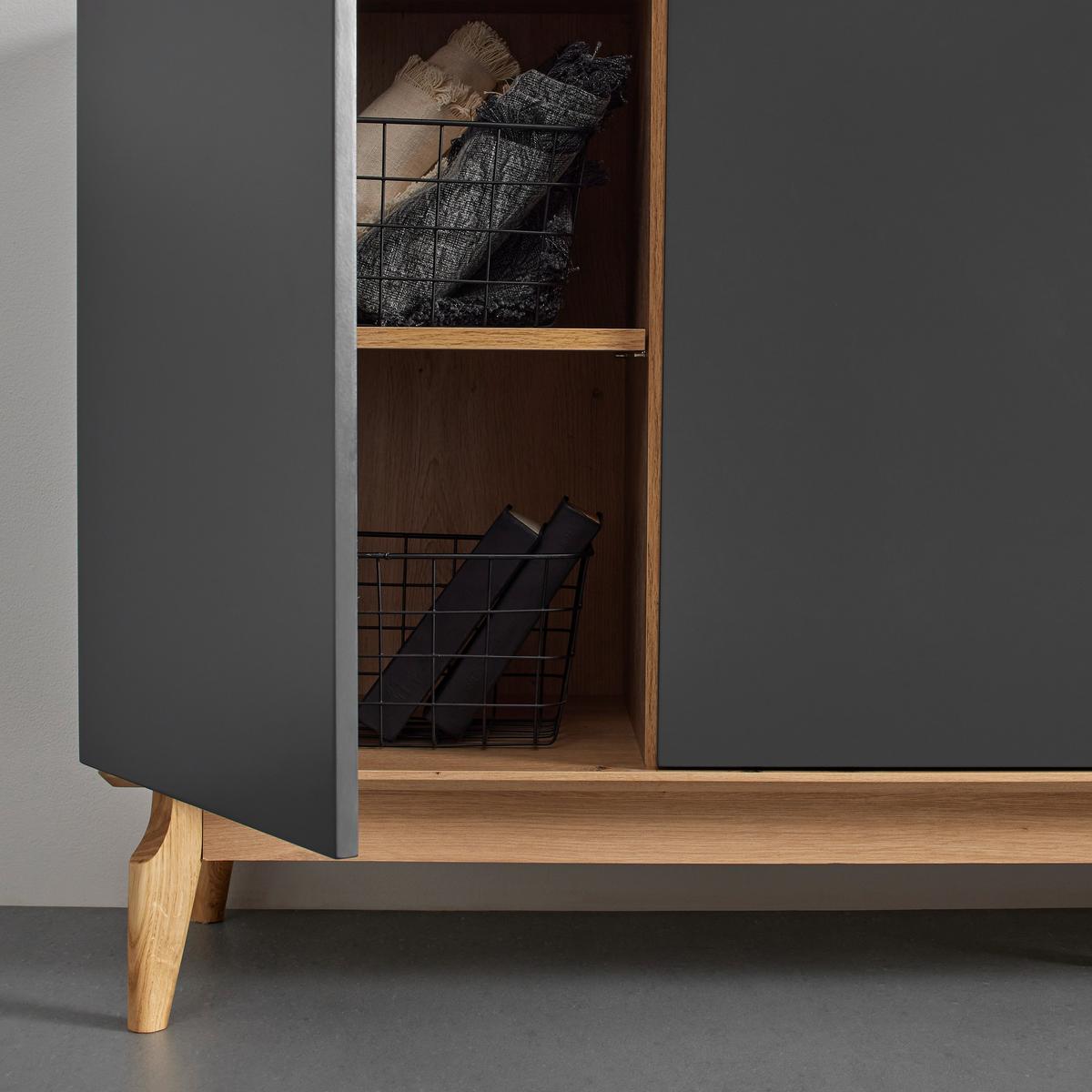 Sideboard Fosco Grau/Eichefarben MDF/Echtholz - Eichefarben/Grau, MODERN, Holz (160/80/40cm) - Bessagi Home