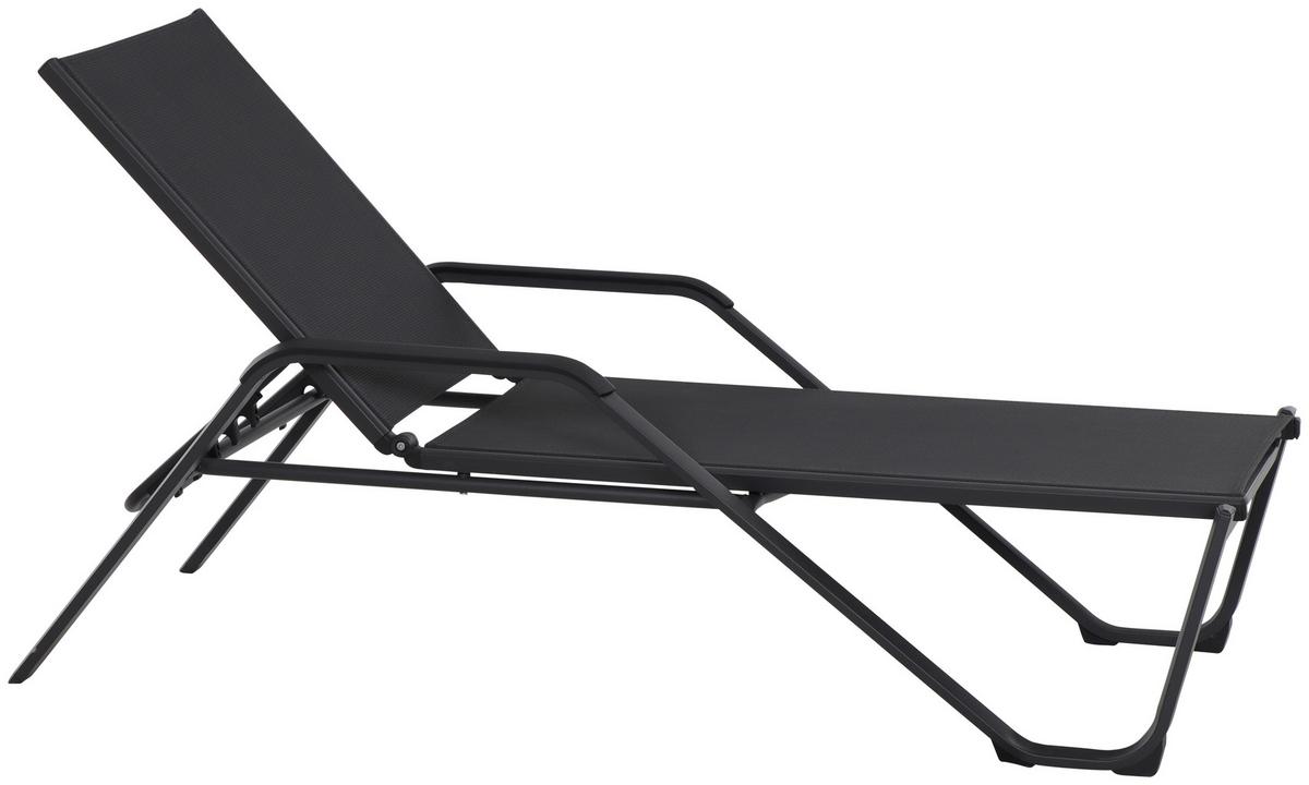 Gartenliege Tesoro Aluminium/ Netzgewebe verstellbar - Anthrazit/Schwarz, KONVENTIONELL, Textil/Metall (70/108/195cm) - Siena Garden