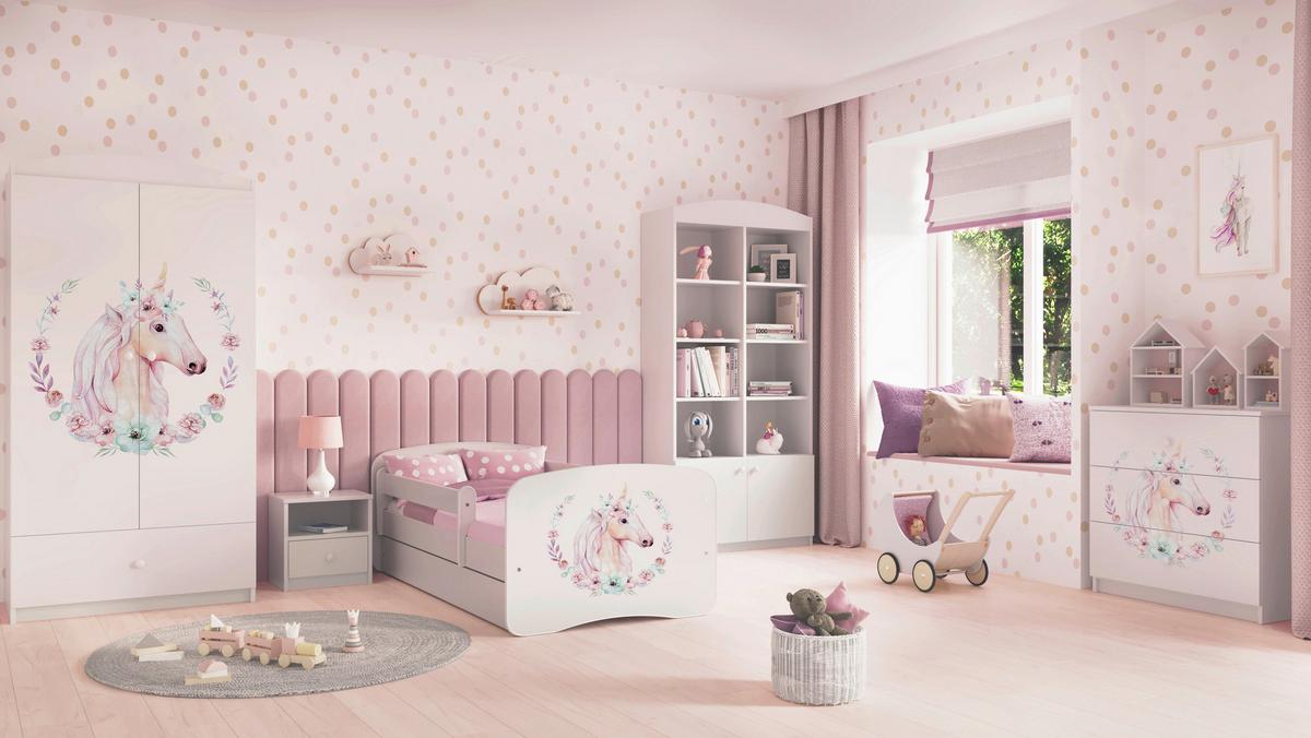 Otroška Postelja Babydreams, Bela, 80x160cm - bela/barve breze, Moderno, tekstil/leseni material (80/160cm) - MID.YOU