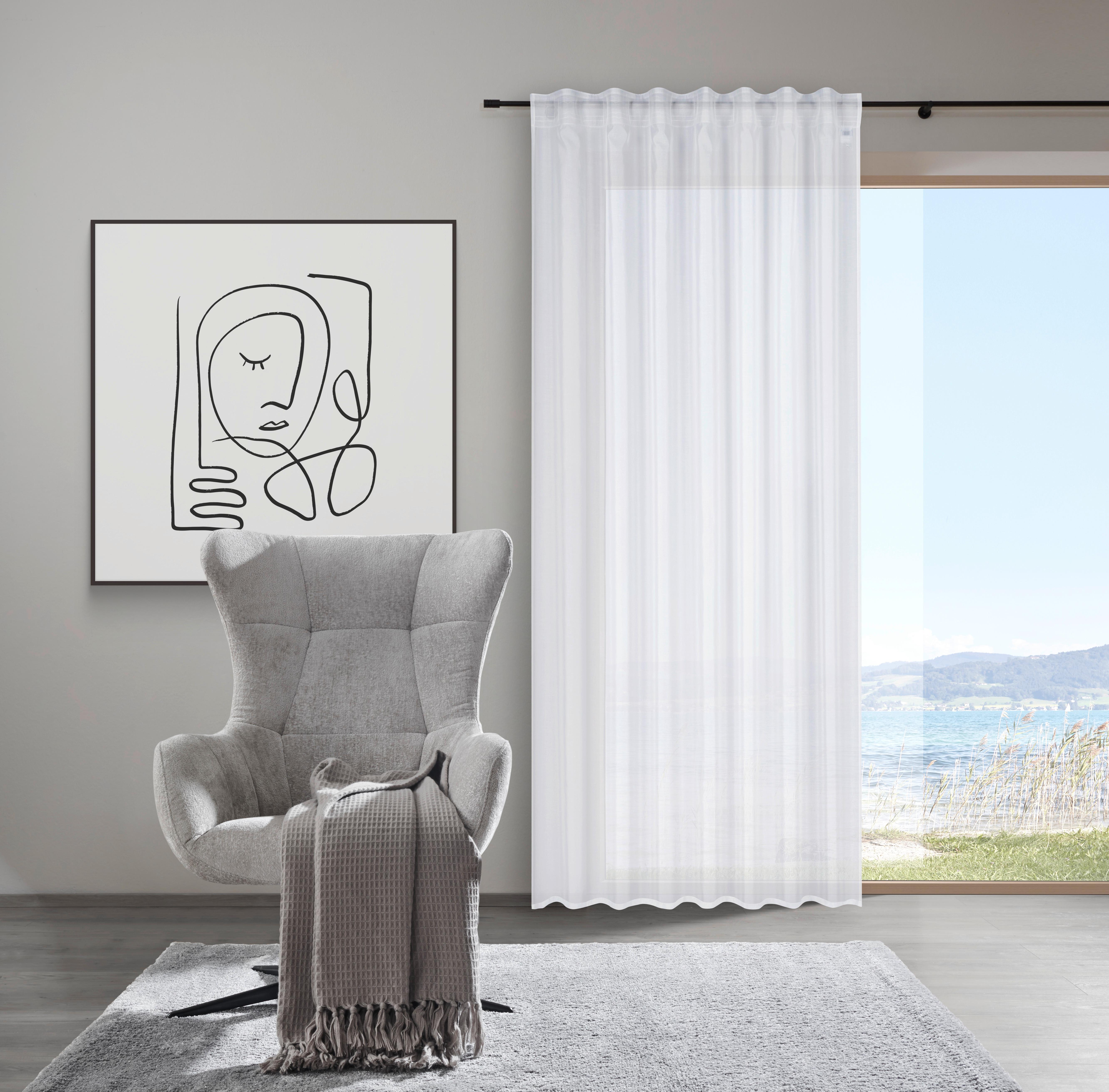 Kombivorhang Leo in Transparent, 2 Stk. - Weiß, KONVENTIONELL, Textil (140/255cm) - Premium Living