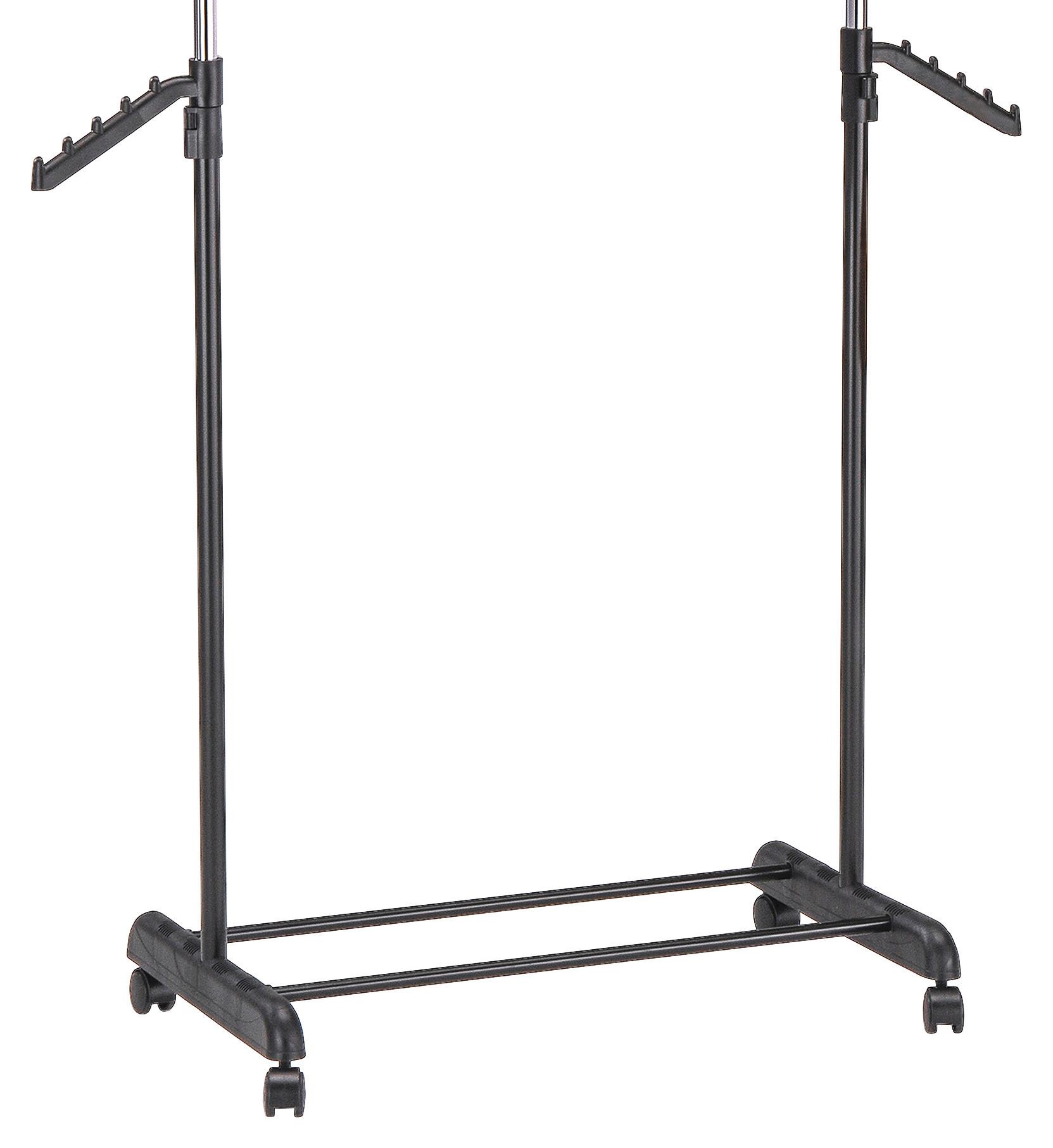 Kleiderwagen Mike 80x99x40 cm höhenverstellbar - Chromfarben/Schwarz, Konventionell, Kunststoff/Metall (80/99-179/40cm) - Based