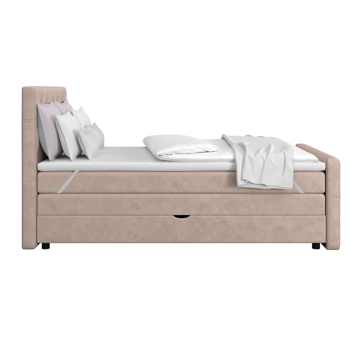 Boxspring Krevet Elio - bež/crna, Romantično / ladanjski, tekstil/plastika (140/200cm) - Modern Living