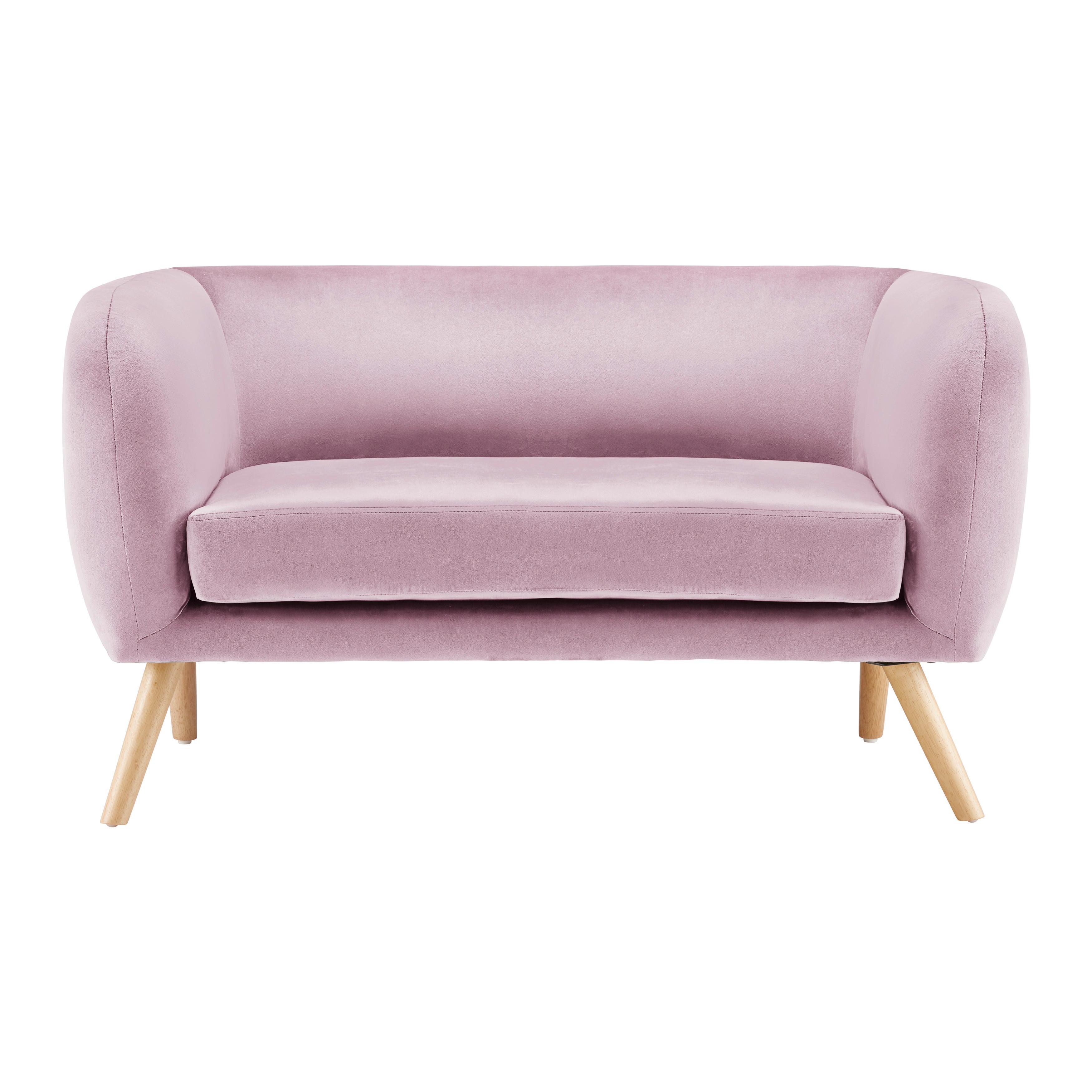 2-SITZER-SOFA in rosa "Bruno" - Eichefarben/Rosa, Modern, Holz/Textil (124/68/71cm) - Bessagi Home