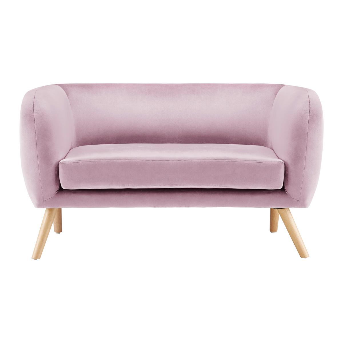 2-SITZER-SOFA in rosa "Bruno" - Eichefarben/Rosa, Modern, Holz/Textil (124/68/71cm) - Bessagi Home