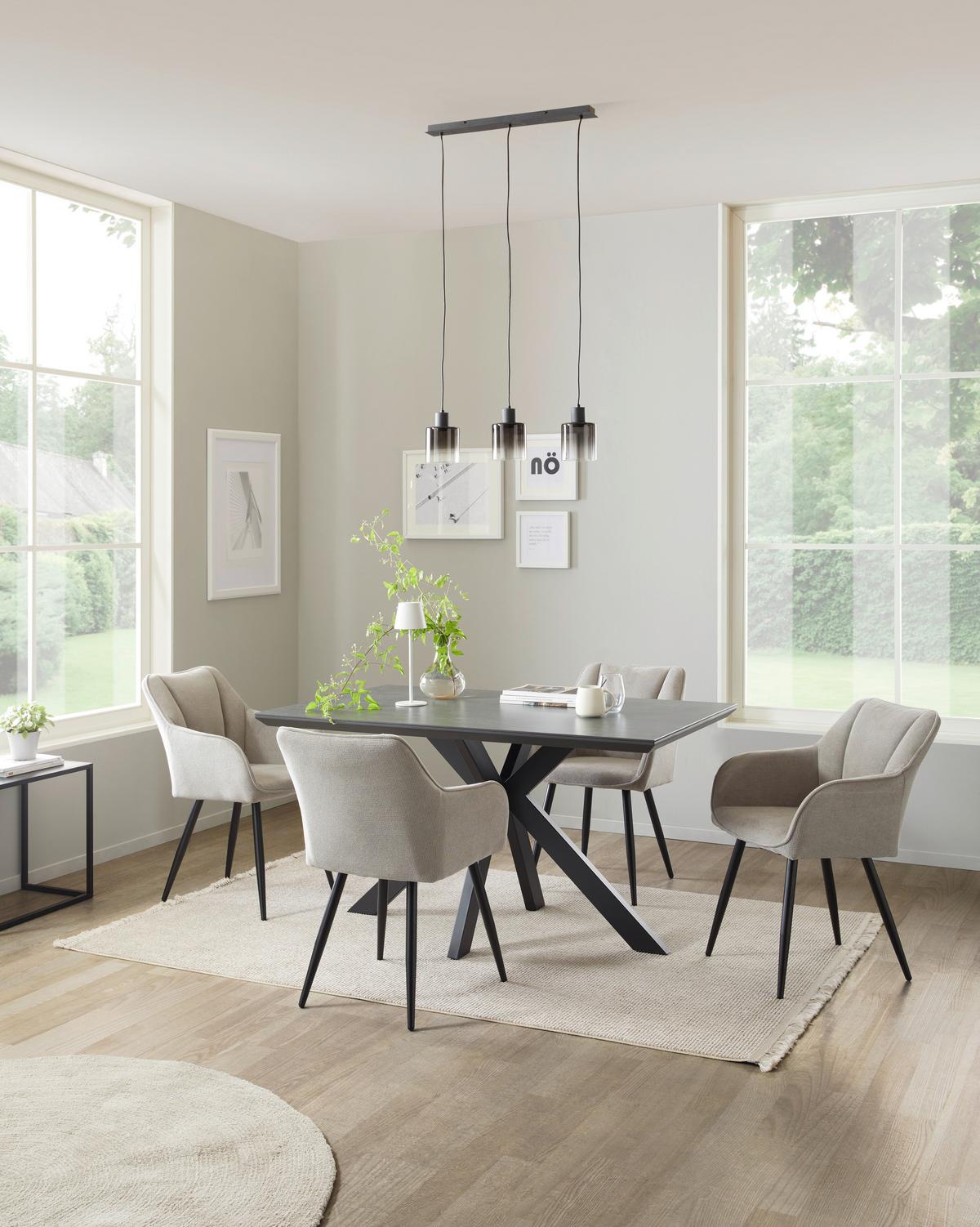 Jedilna Miza Steve 2, Črna, 140x90 Cm - črna, Moderno, kovina/leseni material (140/76/90cm)