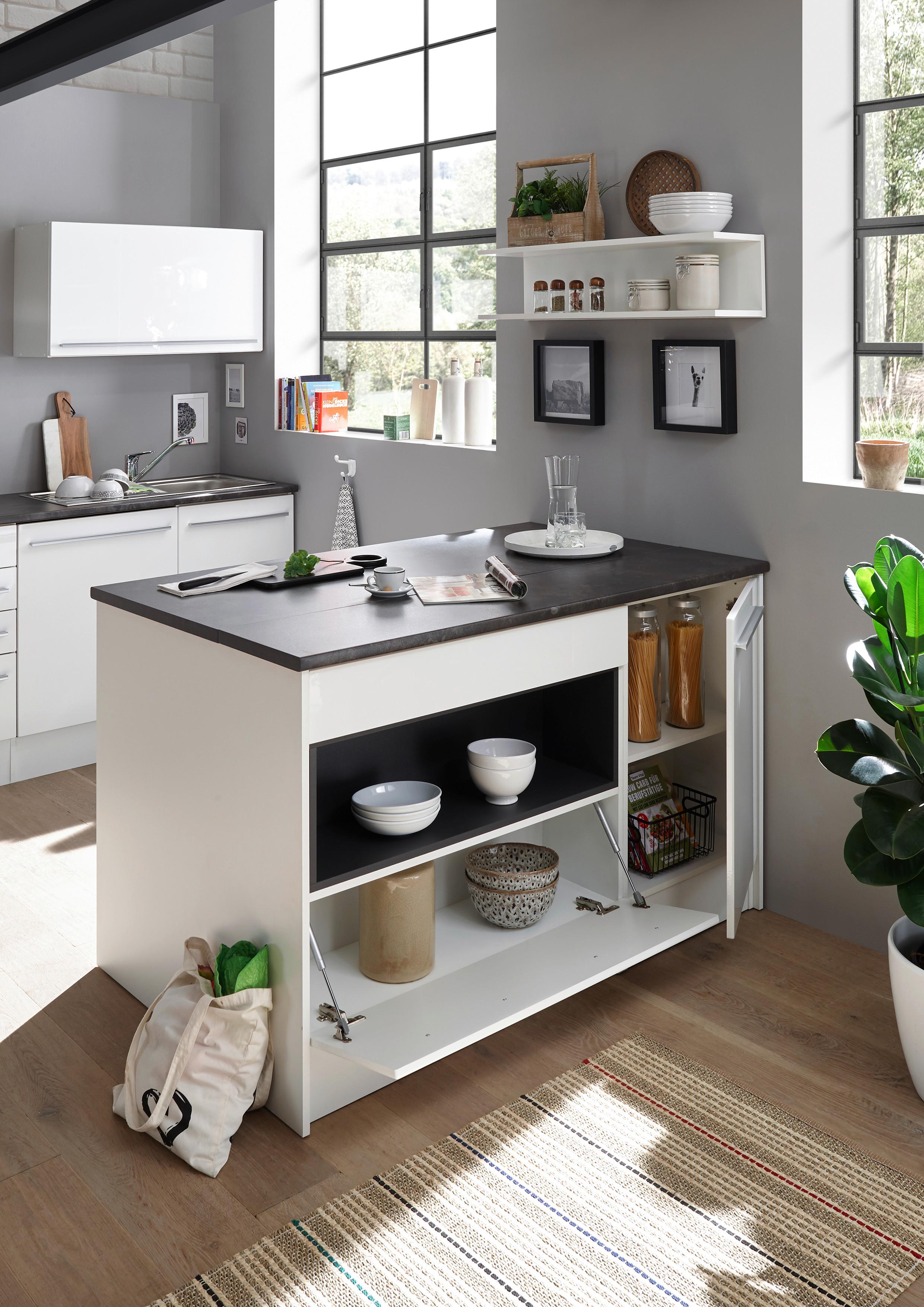Kuhinjski Otok Jazz - bijela/tamno siva, Modern, drvni materijal (140/90/90cm) - Modern Living