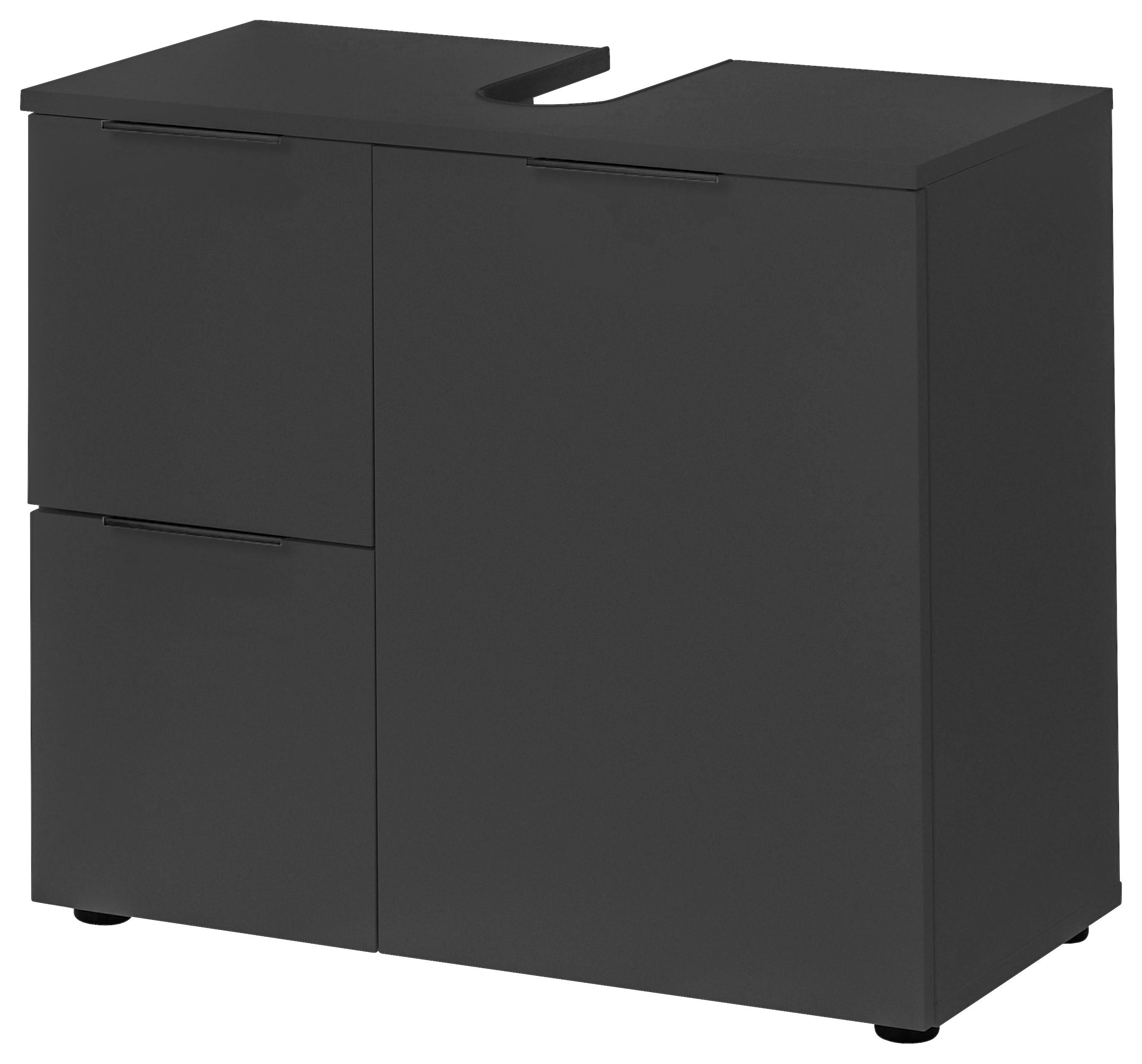 SZAFKA POD UMYWALKĘ PORTO - czarny, Konventionell, materiał drewnopochodny/tworzywo sztuczne (70/60/35cm) - Xora