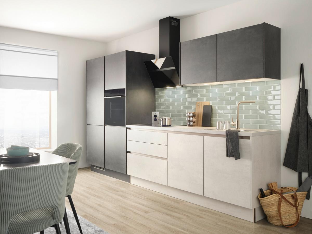 Küchenblock PN 100 in Beton Graphitgrau - Graphitfarben, MODERN (337,3cm) - Pino