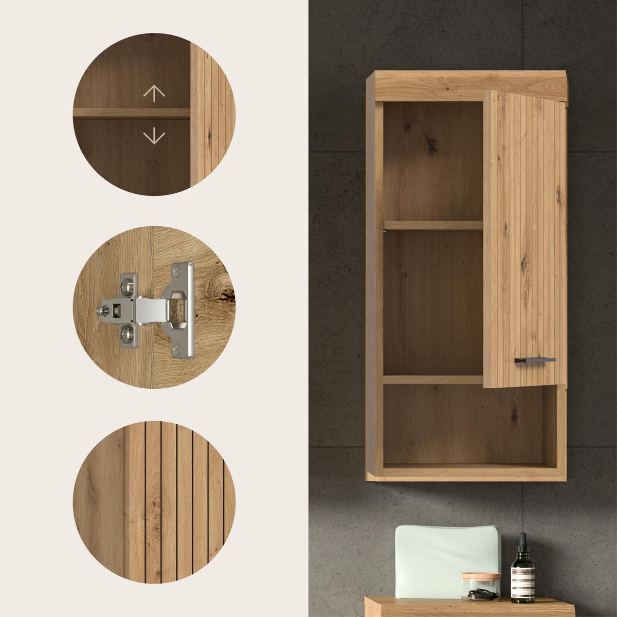 Hängeschrank Scout Eiche Artisan - Schwarz/Eiche Artisan, Trend, Holzwerkstoff/Kunststoff (37/79/24cm) - MID.YOU