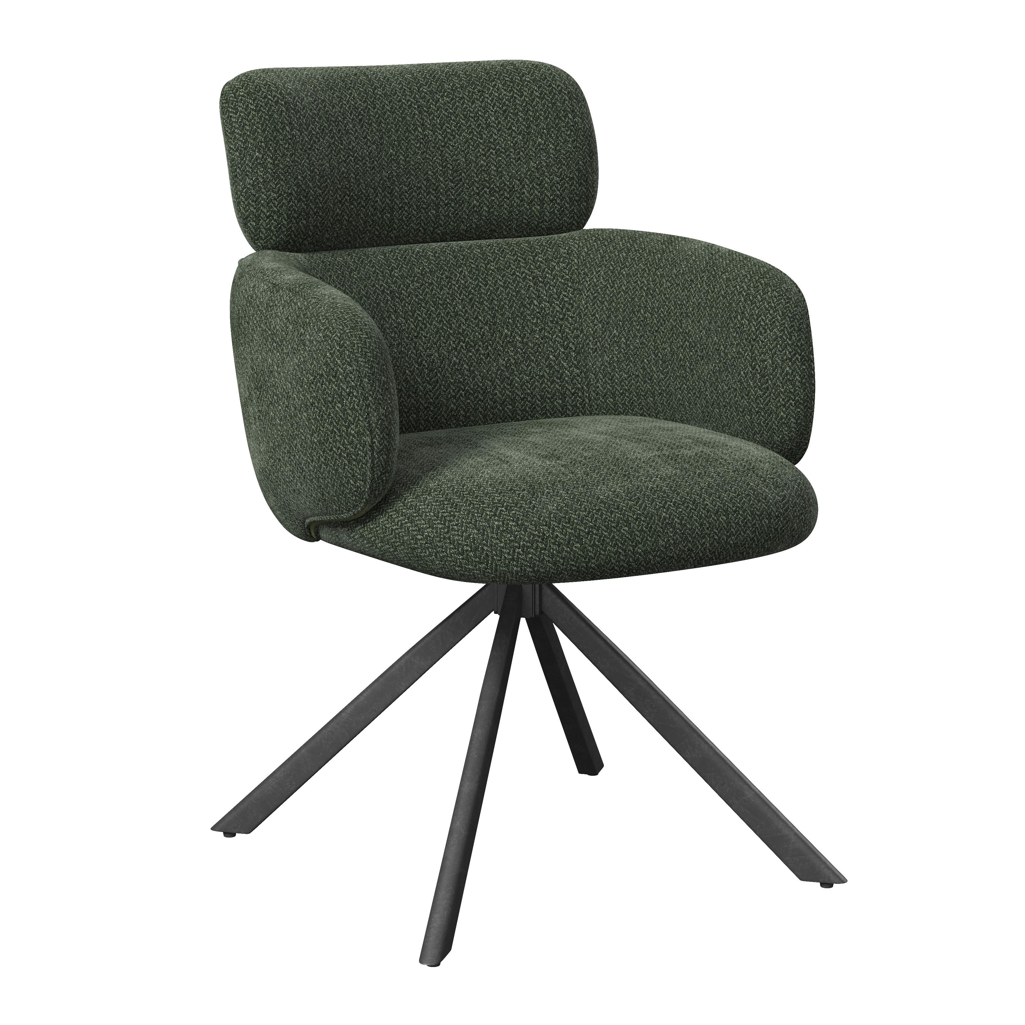STOL MED ARMSTÖD LIORA - grön/svart, Modern, metall/textil (57,5/84/61cm) - Bessagi Home