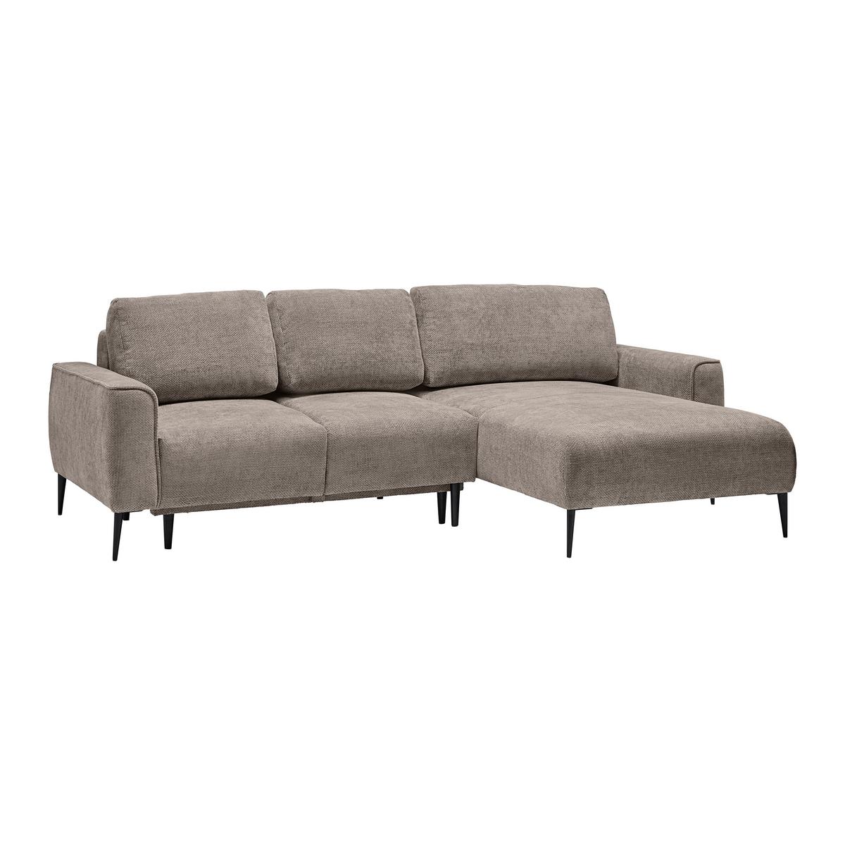 Ecksofa Custom Beige - Beige/Schwarz, MODERN, Textil/Metall (255/164cm) - Mömax